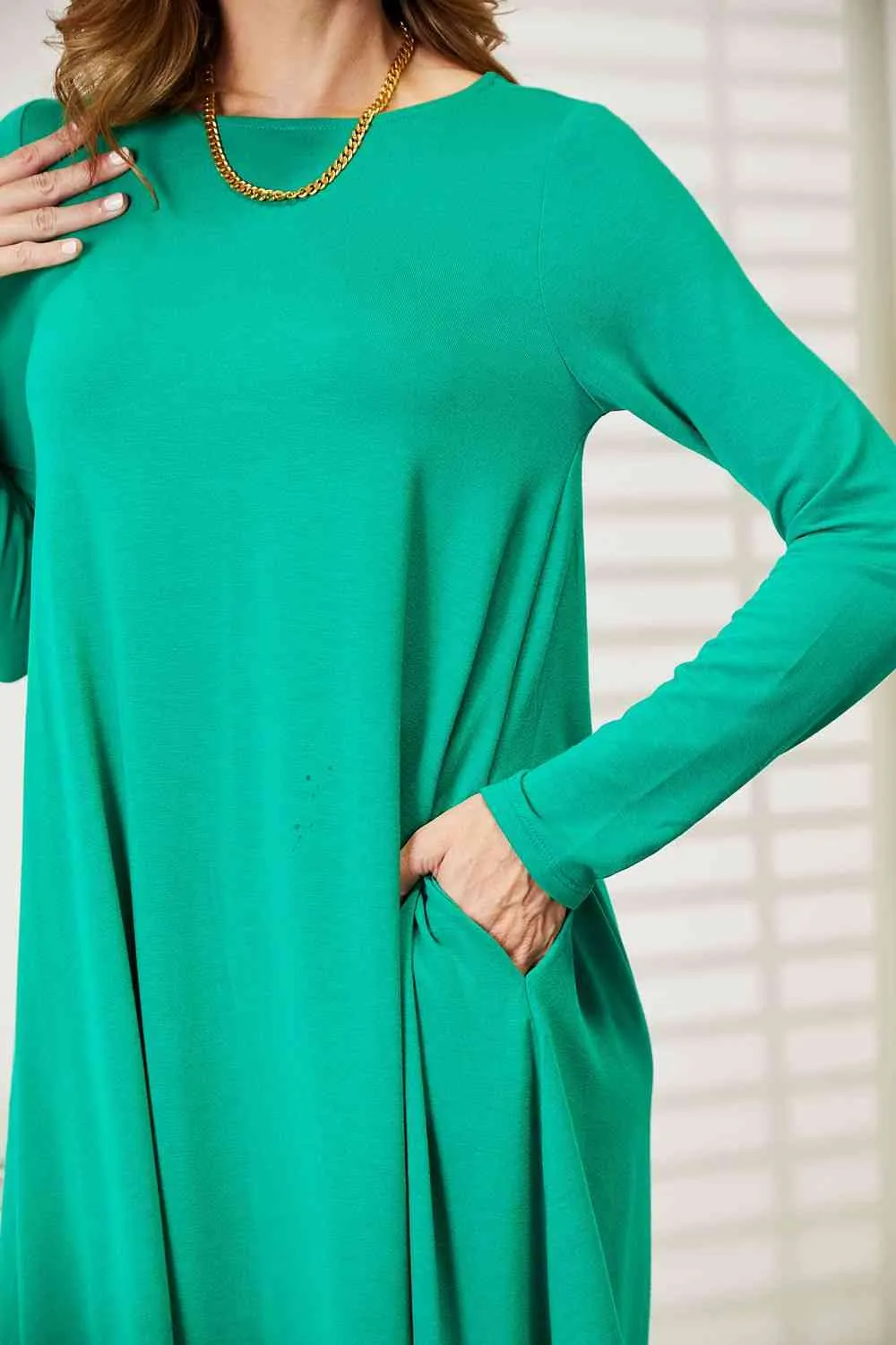 Livvy Full Size Long Sleeve Flare Dress with Pockets