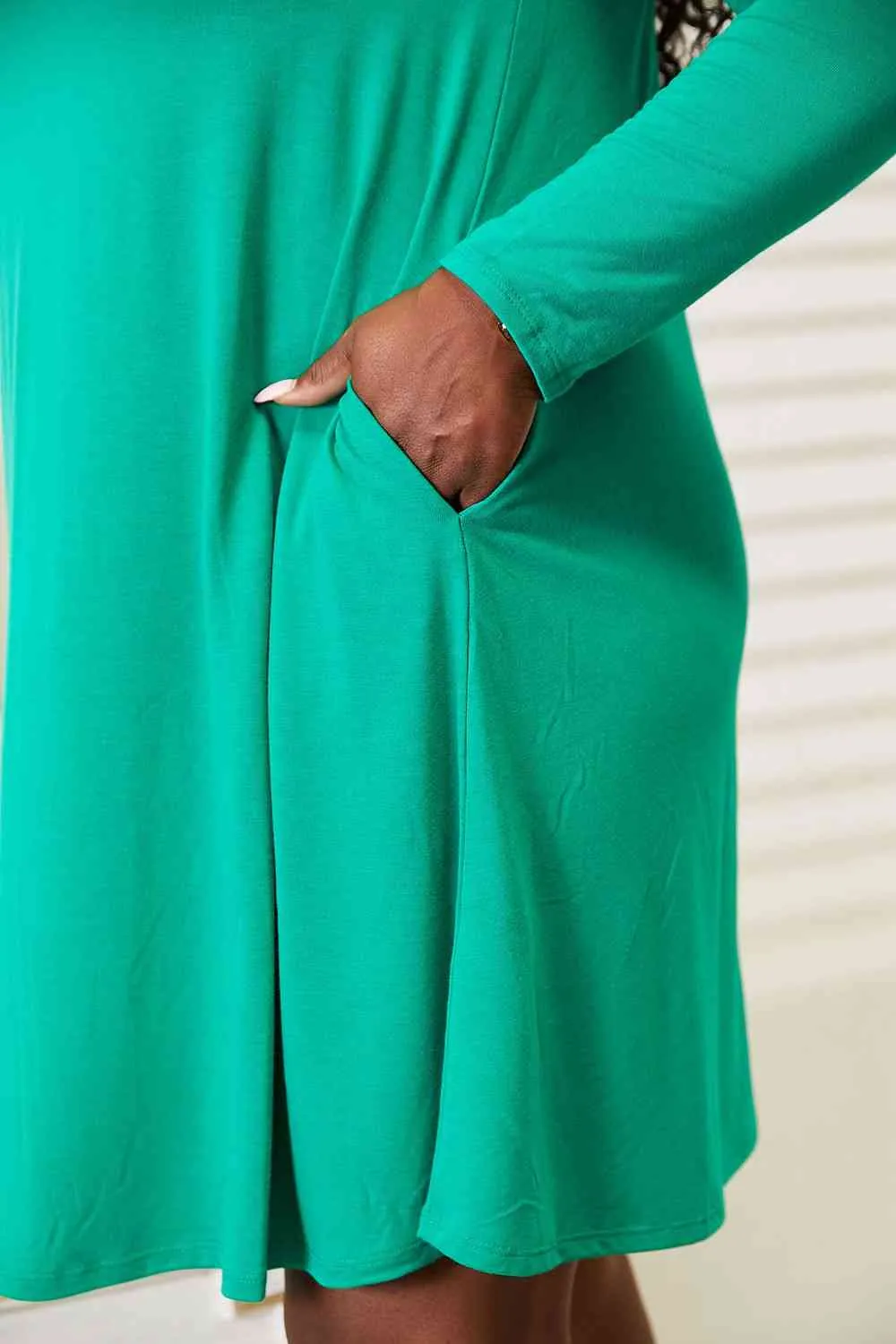 Livvy Full Size Long Sleeve Flare Dress with Pockets
