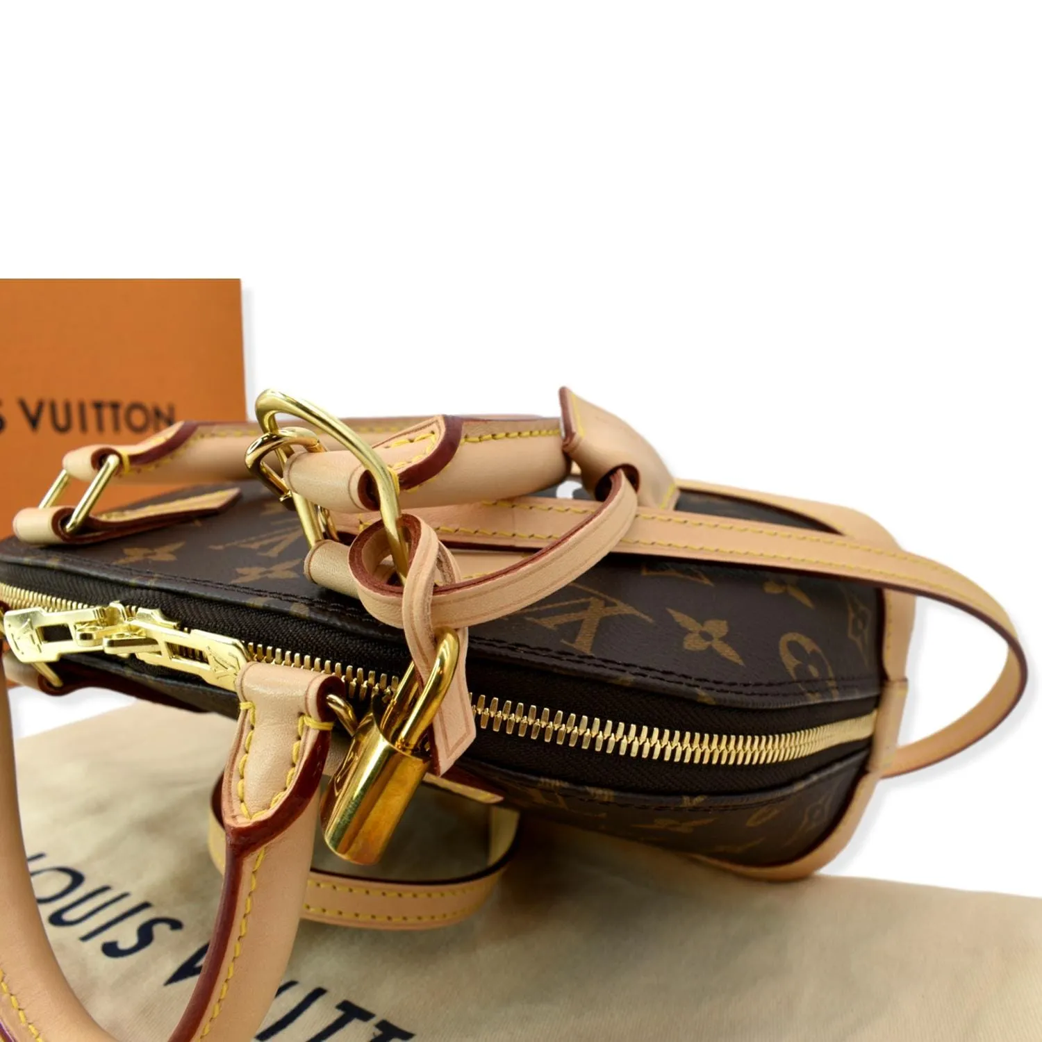 LOUIS VUITTON Alma BB Monogram Canvas Satchel Crossbody Bag Brown