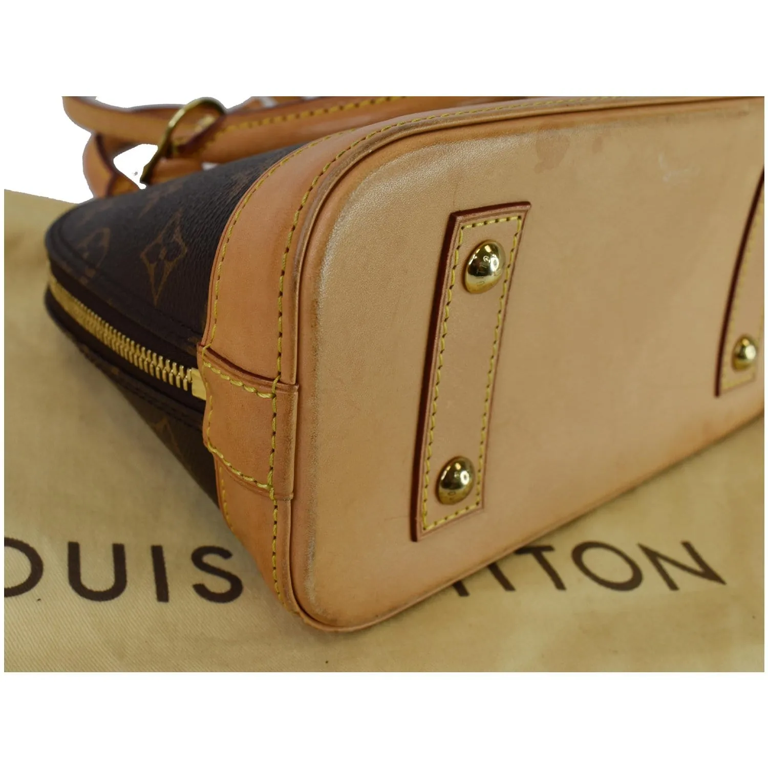 LOUIS VUITTON Alma BB Monogram Canvas Satchel Crossbody Bag Brown