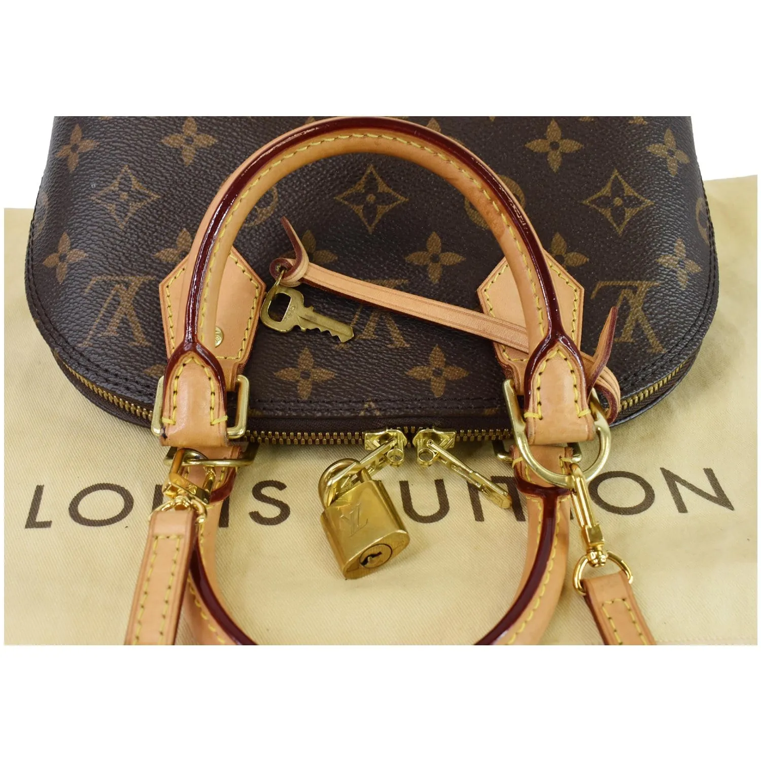 LOUIS VUITTON Alma BB Monogram Canvas Satchel Crossbody Bag Brown