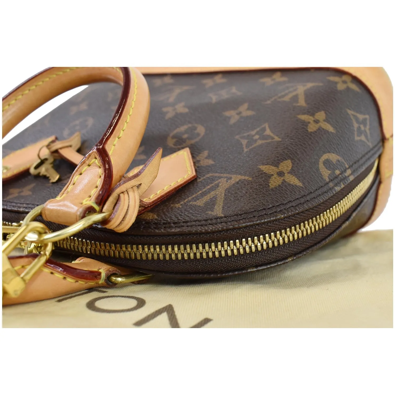 LOUIS VUITTON Alma BB Monogram Canvas Satchel Crossbody Bag Brown