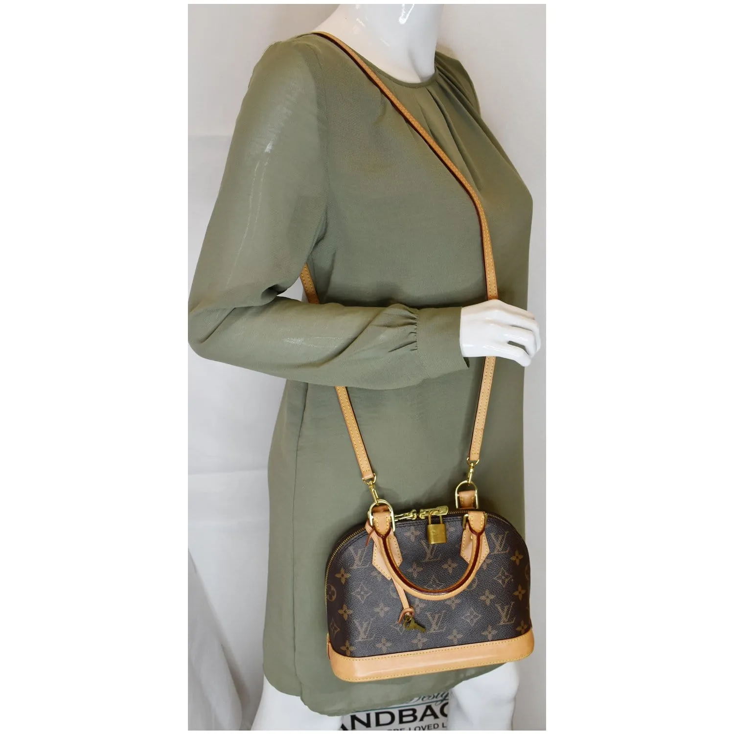 LOUIS VUITTON Alma BB Monogram Canvas Satchel Crossbody Bag Brown