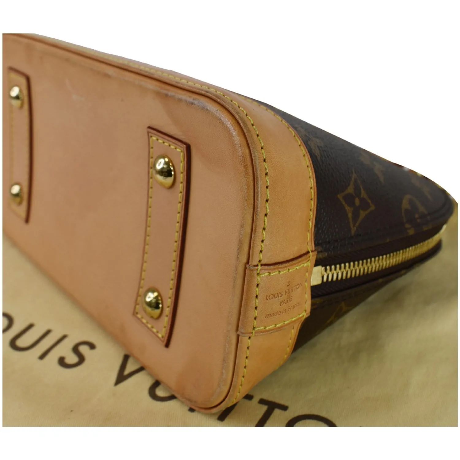 LOUIS VUITTON Alma BB Monogram Canvas Satchel Crossbody Bag Brown