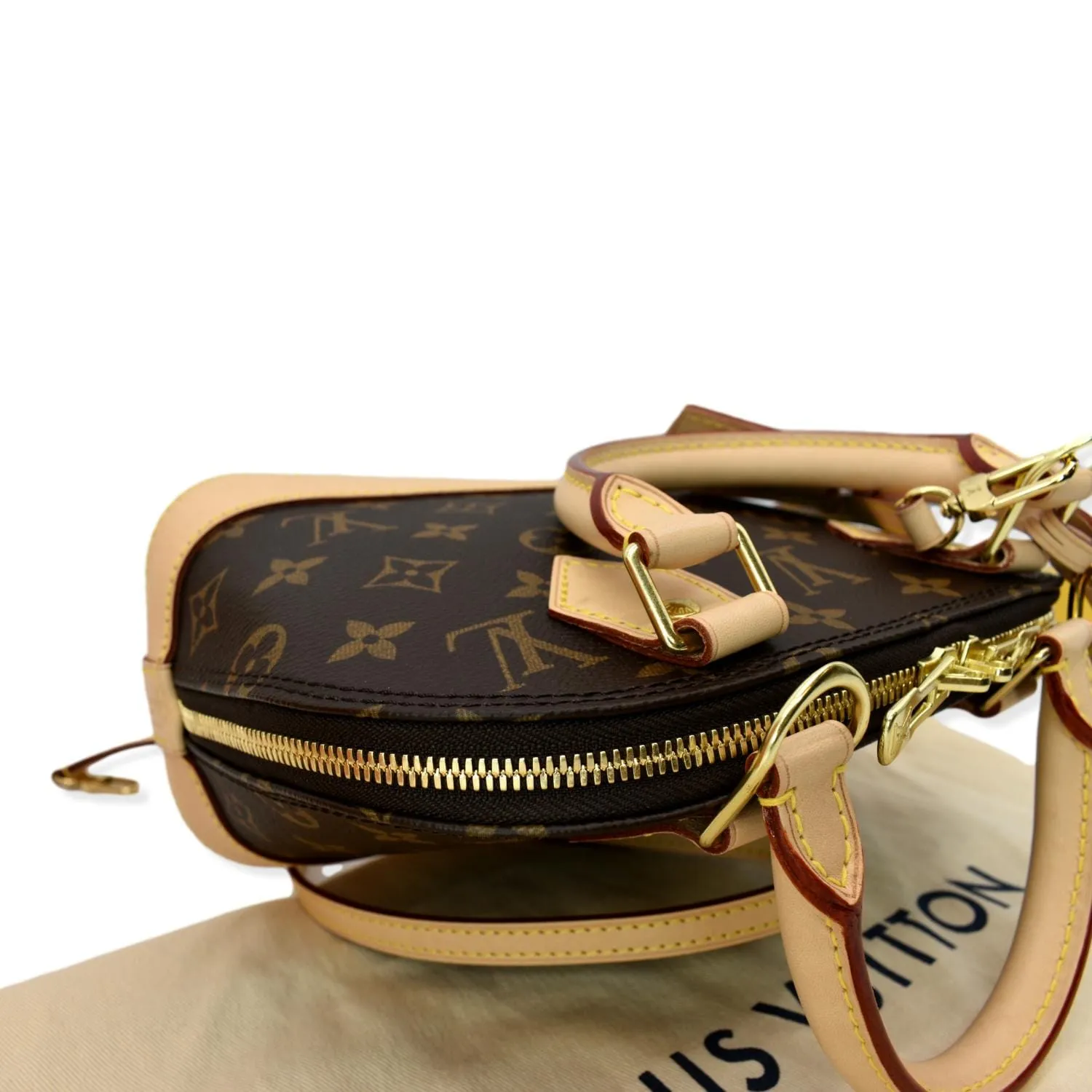 LOUIS VUITTON Alma BB Monogram Canvas Satchel Crossbody Bag Brown