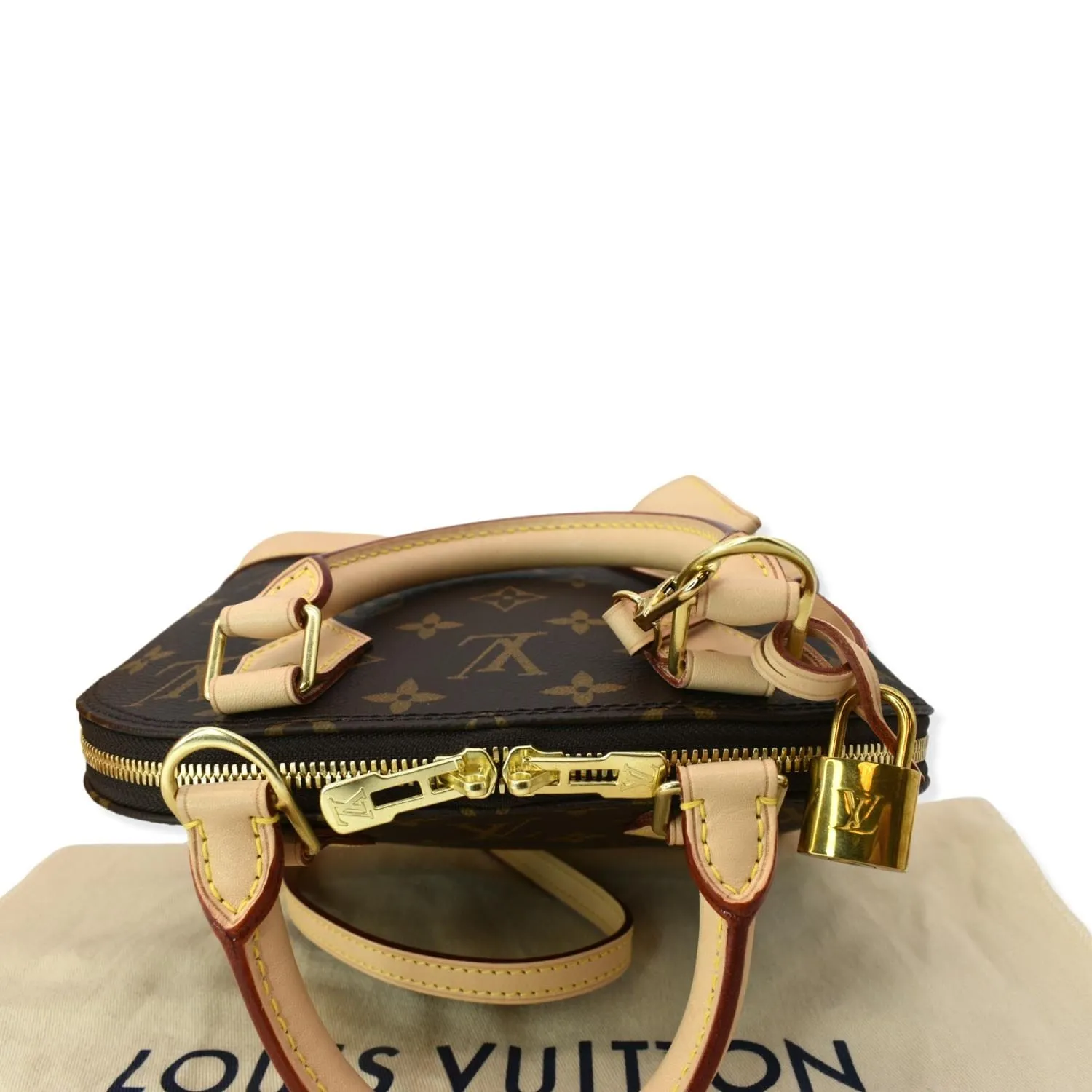 LOUIS VUITTON Alma BB Monogram Canvas Satchel Crossbody Bag Brown