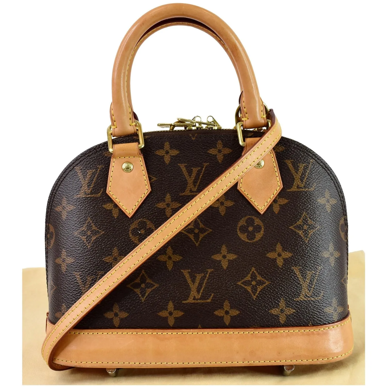 LOUIS VUITTON Alma BB Monogram Canvas Satchel Crossbody Bag Brown