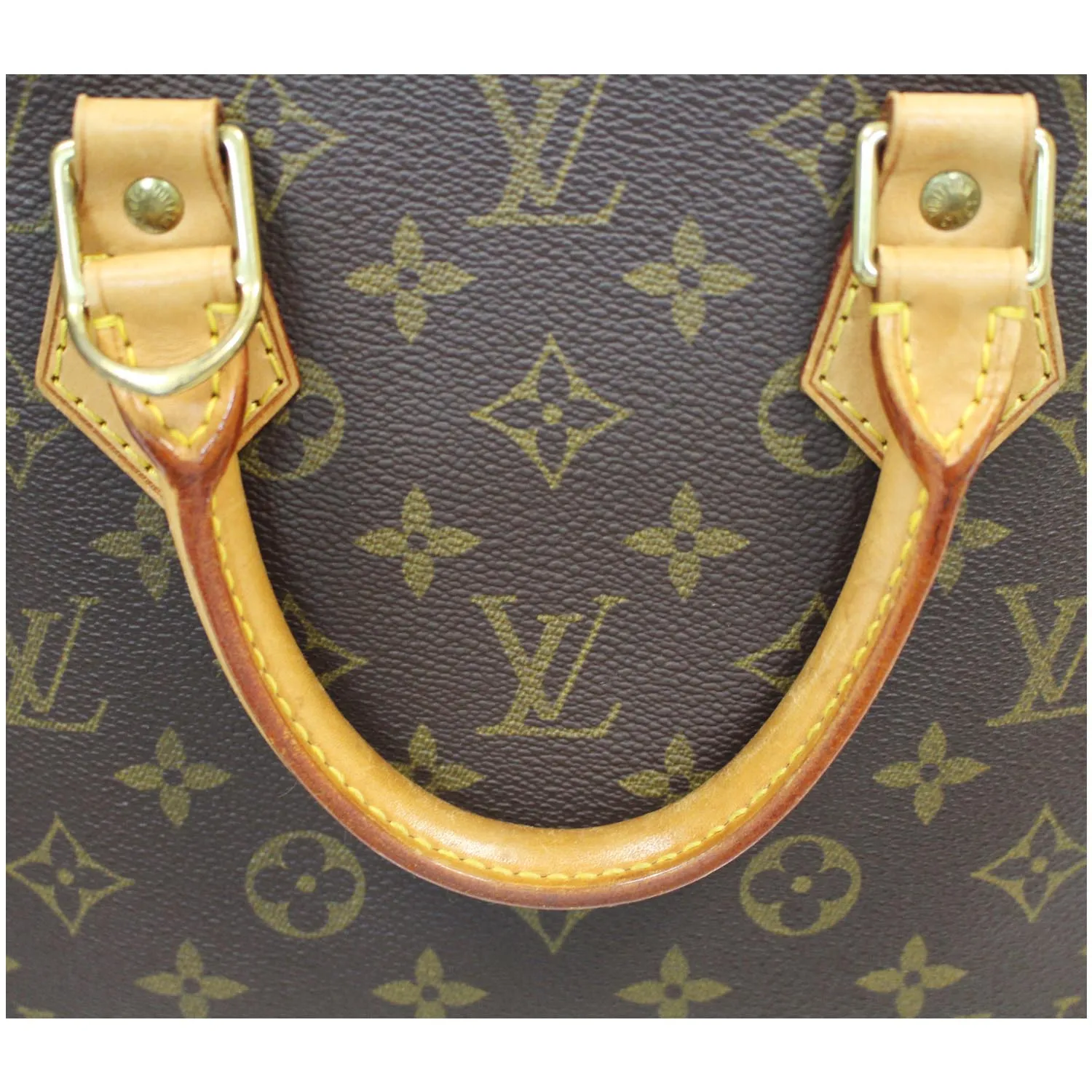 LOUIS VUITTON Alma Monogram Canvas Satchel Bag Brown