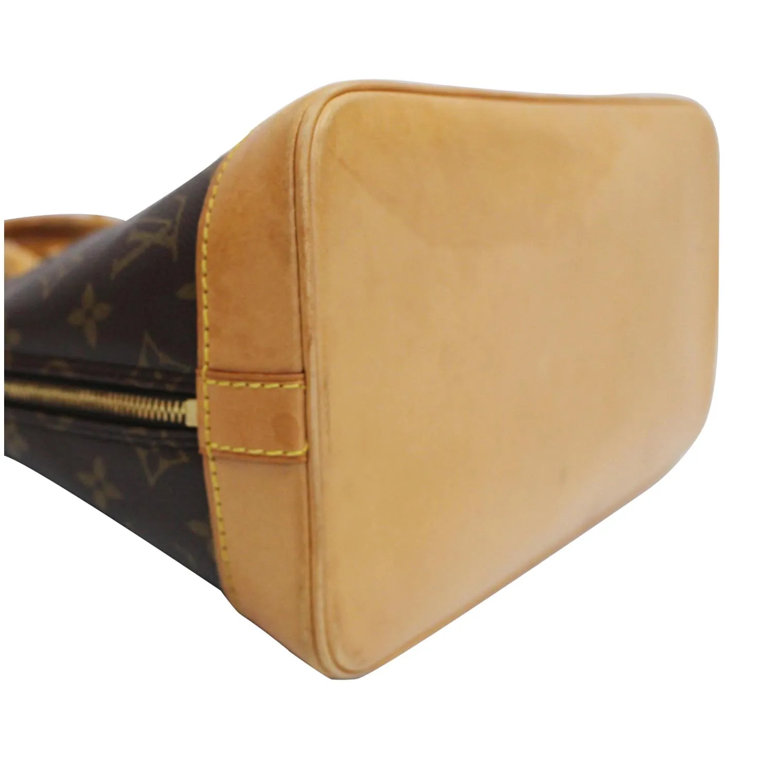 LOUIS VUITTON Alma Monogram Canvas Satchel Bag Brown