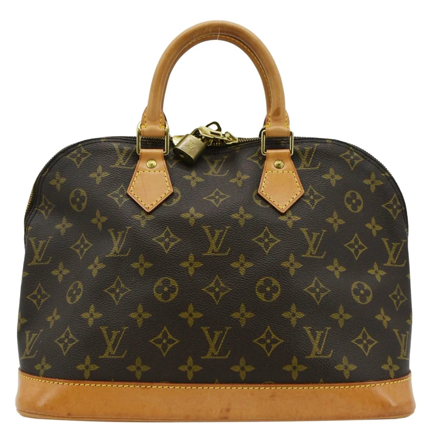 LOUIS VUITTON Alma PM Monogram Canvas Satchel Bag Brown