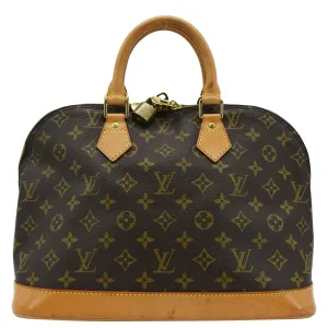 LOUIS VUITTON Alma PM Monogram Canvas Satchel Bag Brown