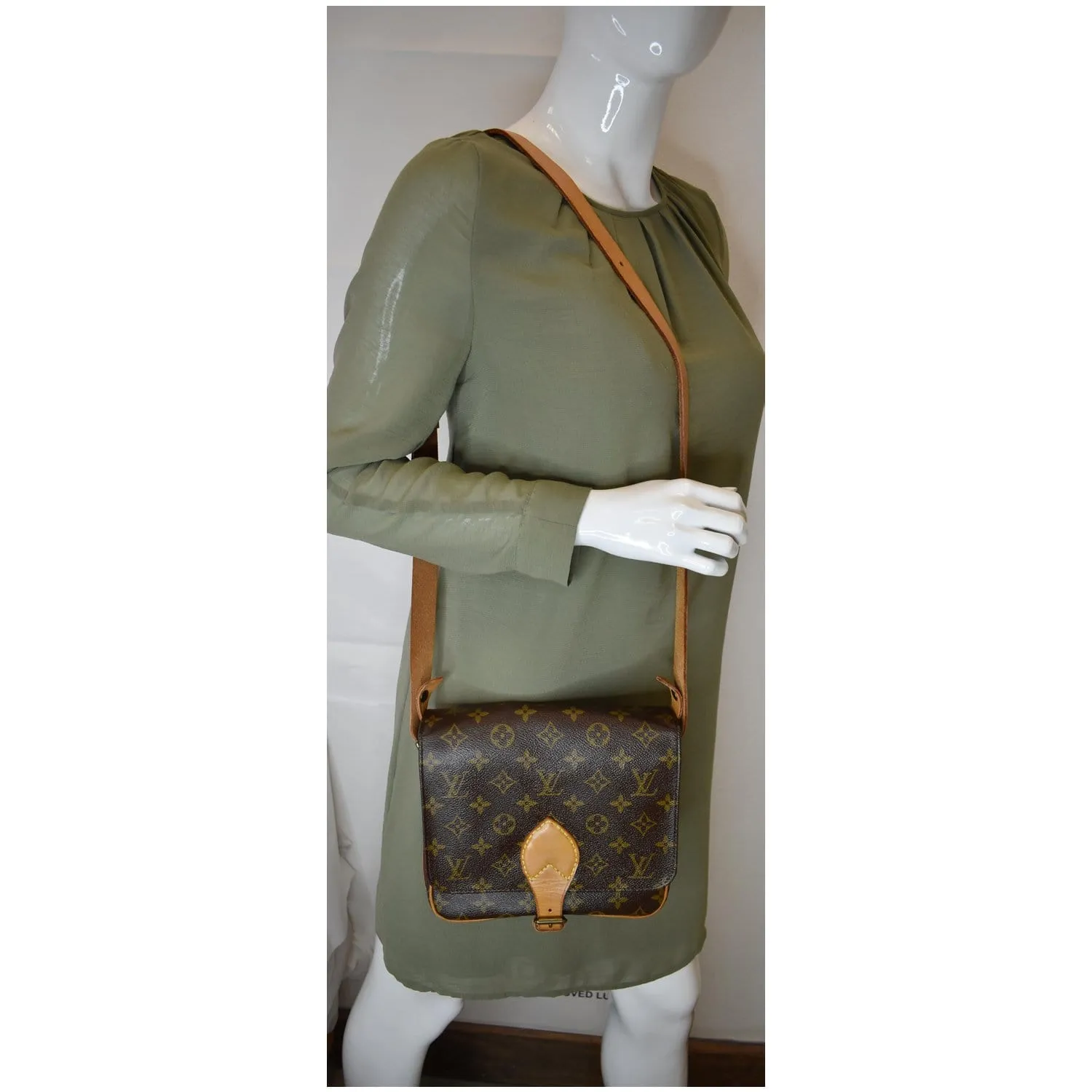 LOUIS VUITTON Cartouchiere PM Monogram Canvas Shoulder Bag Brown