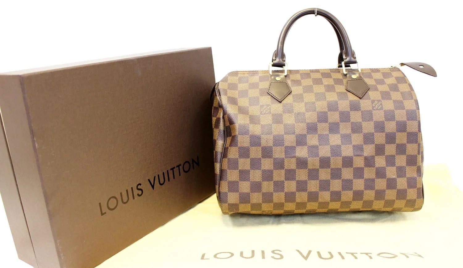 LOUIS VUITTON Damier Ebene Speedy 30 Brown Satchel Bag