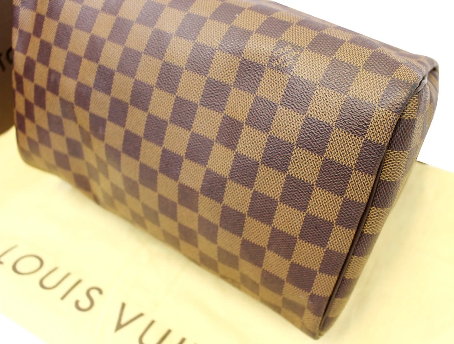 LOUIS VUITTON Damier Ebene Speedy 30 Brown Satchel Bag