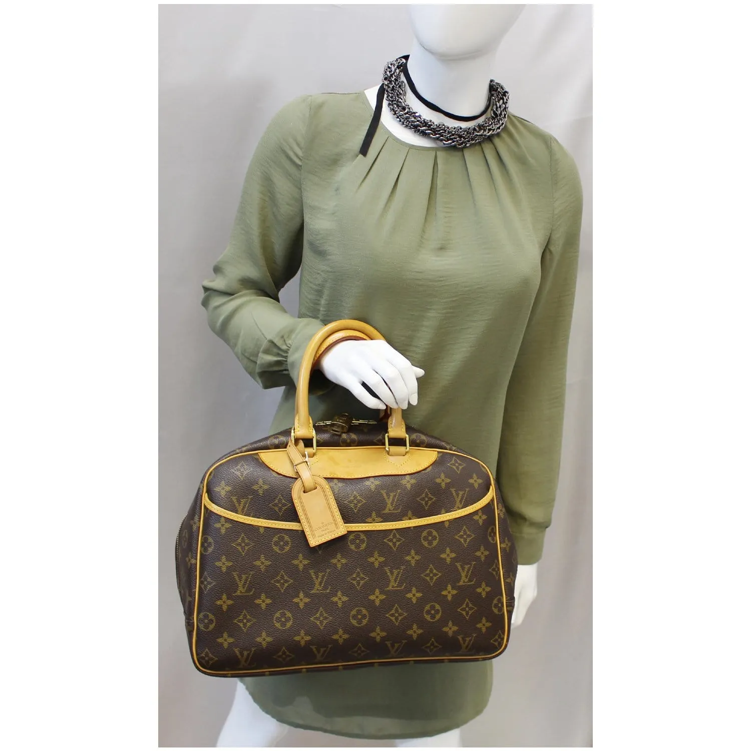 LOUIS VUITTON Deauville Monogram Canvas Boston Satchel Bag Brown - 15% OFF