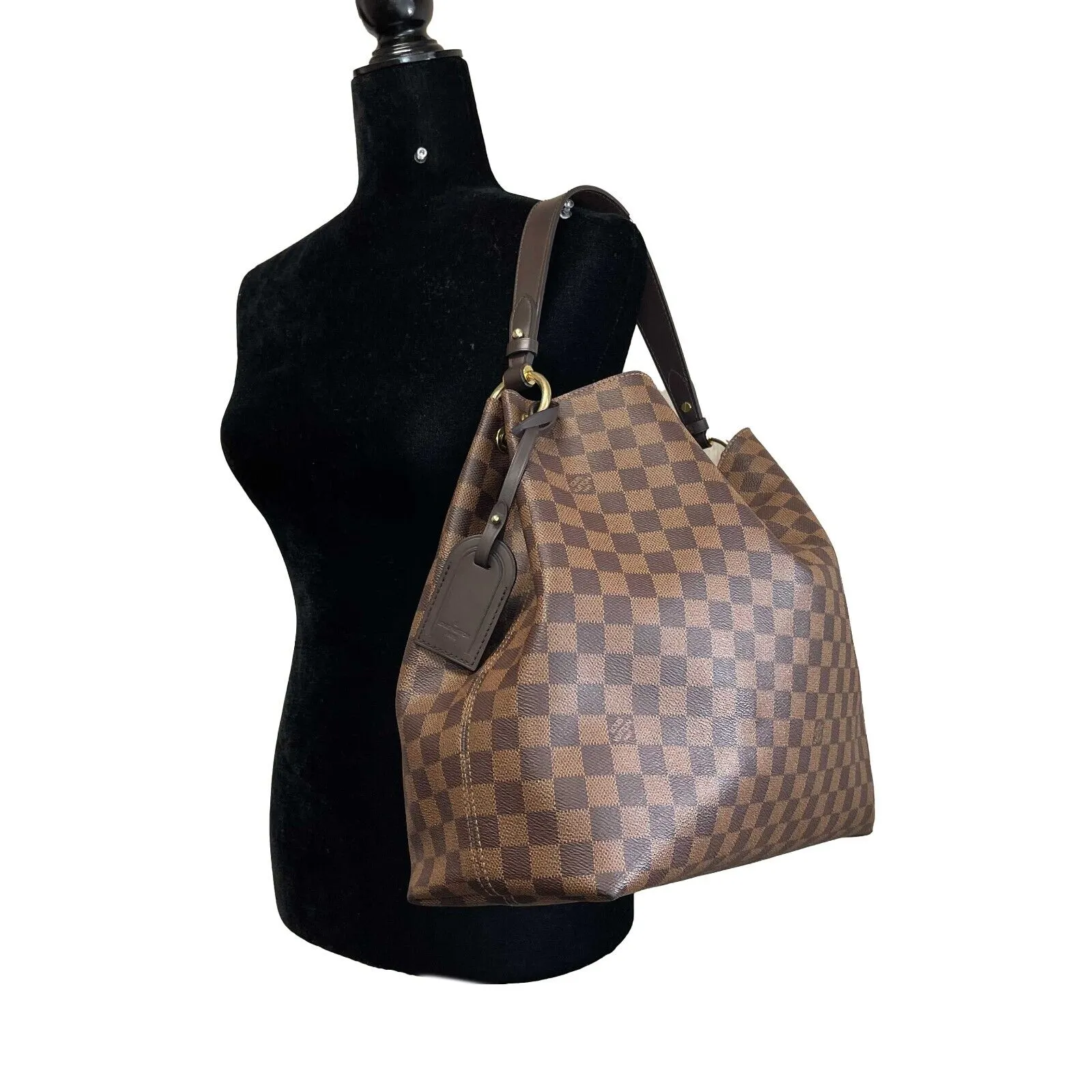 Louis Vuitton Excellent Graceful MM Damier Ebene Brown Handbag