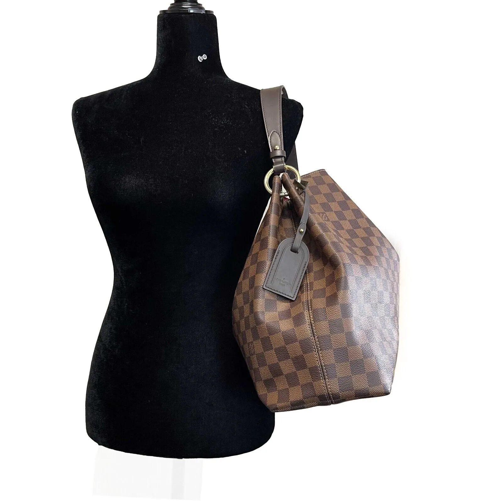 Louis Vuitton Excellent Graceful MM Damier Ebene Brown Handbag