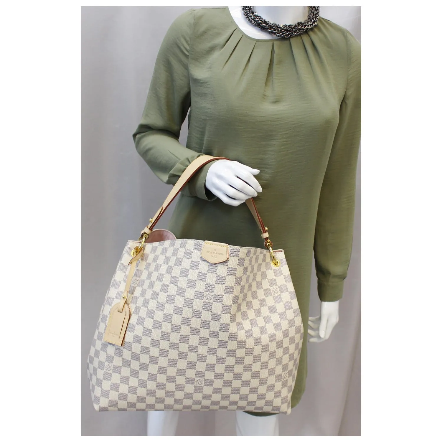 LOUIS VUITTON Graceful MM Damier Azur Shoulder Bag