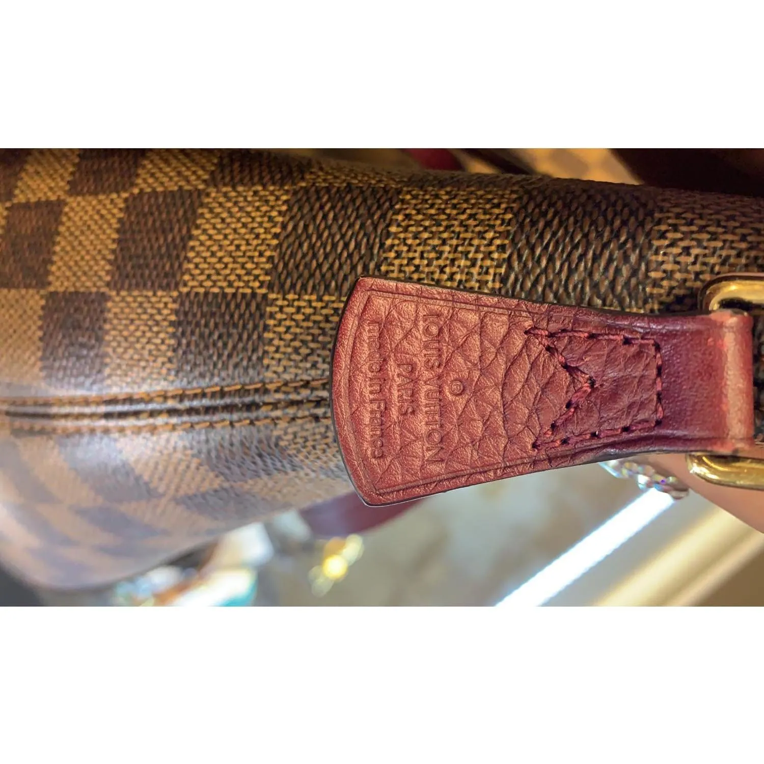 LOUIS VUITTON Hyde Park Damier Ebene Shoulder Bag Fuchsia