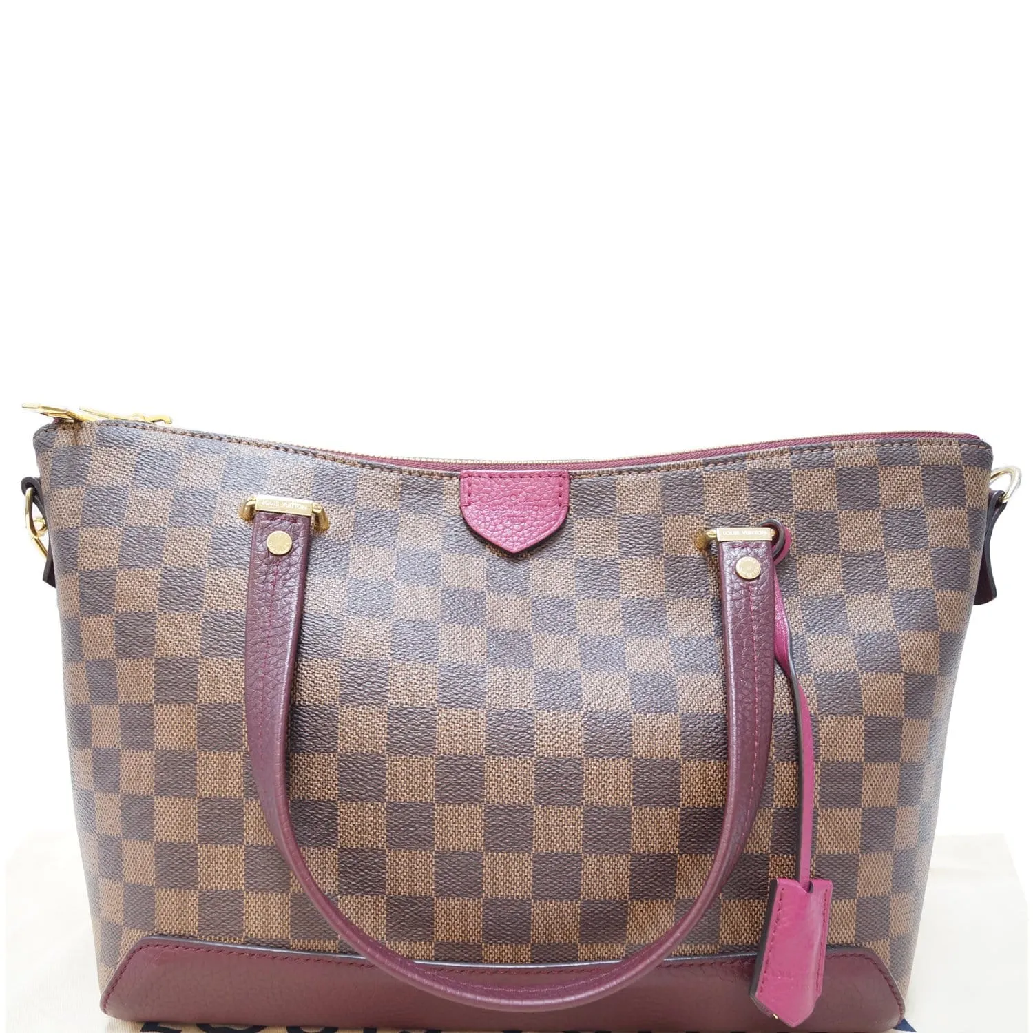 LOUIS VUITTON Hyde Park Damier Ebene Shoulder Bag Fuchsia