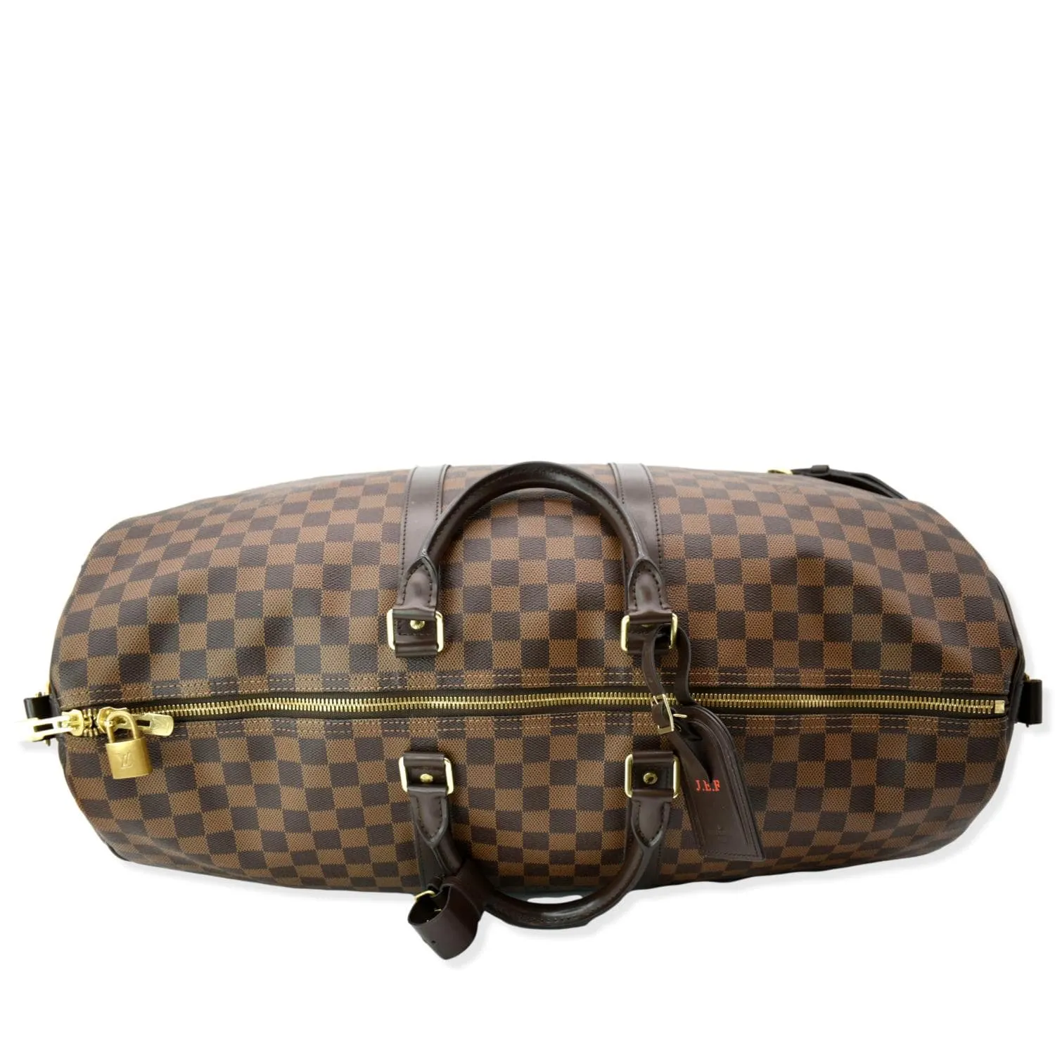 LOUIS VUITTON Keepall Bandouliere 55 Damier Ebene Travel Bag Brown