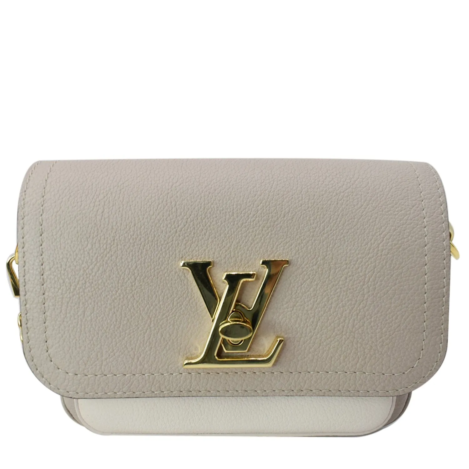 LOUIS VUITTON Lockme Tender Grained Calfskin Leather Shoulder Bag Greige
