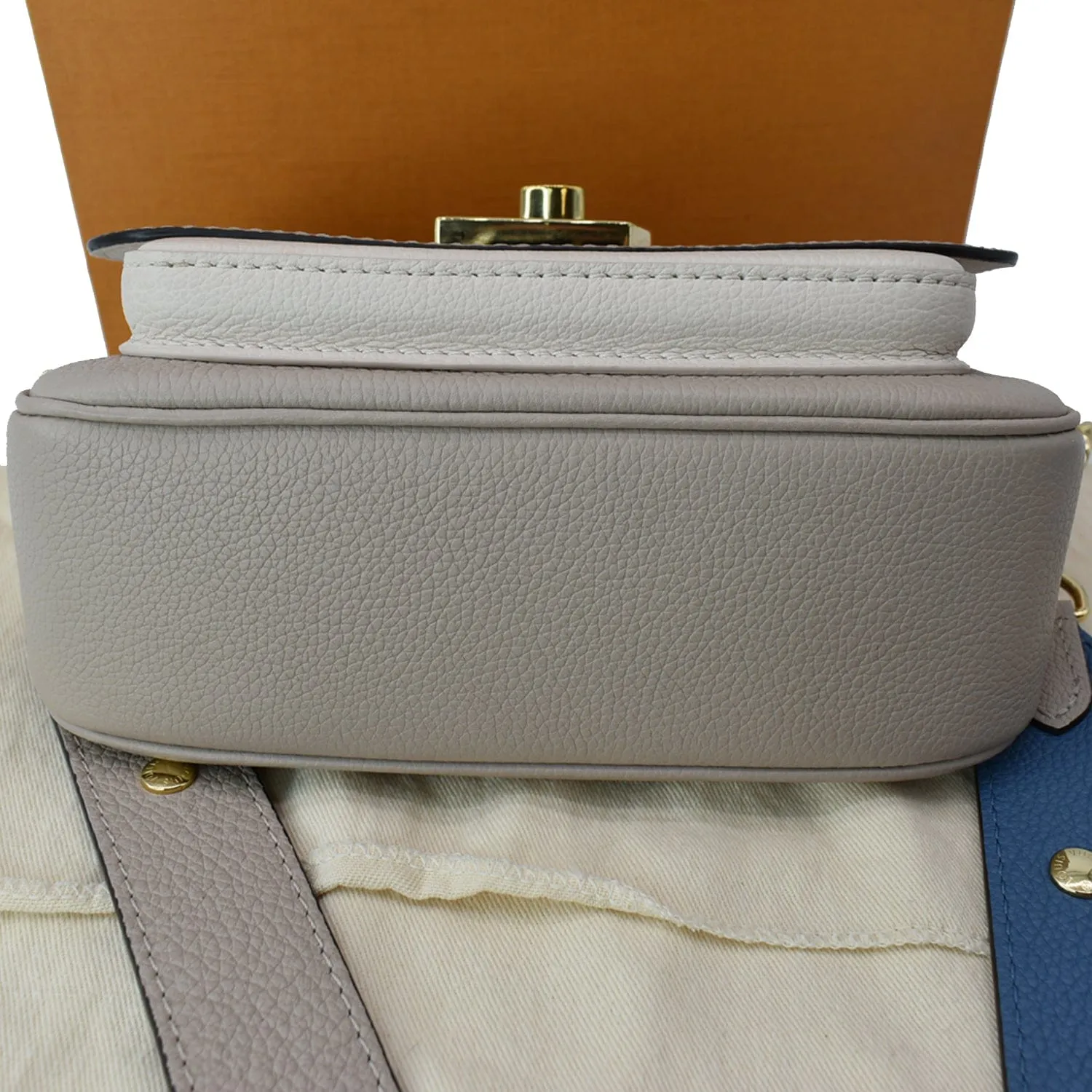 LOUIS VUITTON Lockme Tender Grained Calfskin Leather Shoulder Bag Greige