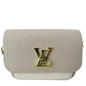 LOUIS VUITTON Lockme Tender Grained Calfskin Leather Shoulder Bag Greige