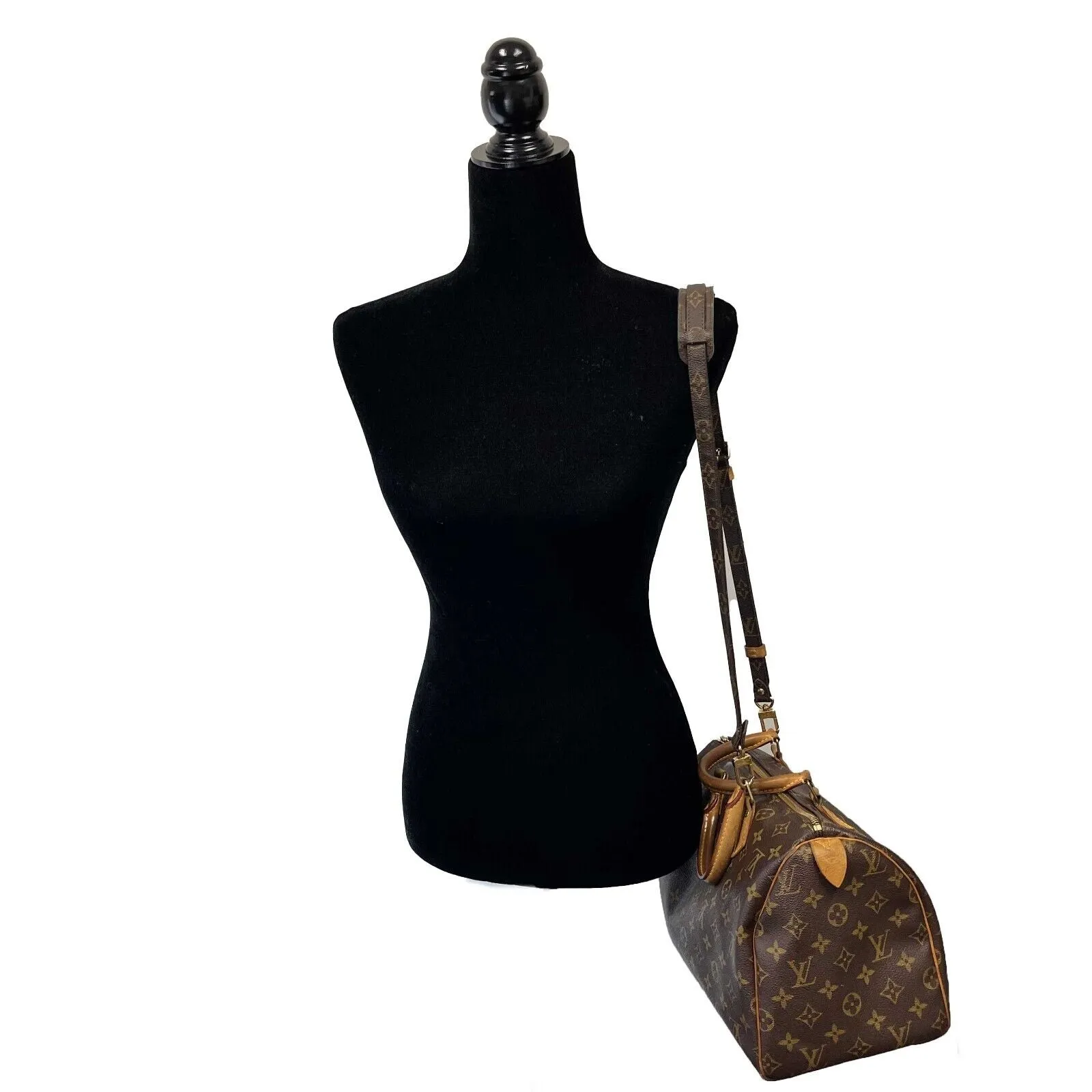 Louis Vuitton - LV - Speedy 30 - Brown / Tan Monogram Canvas Top Handle w/ Strap