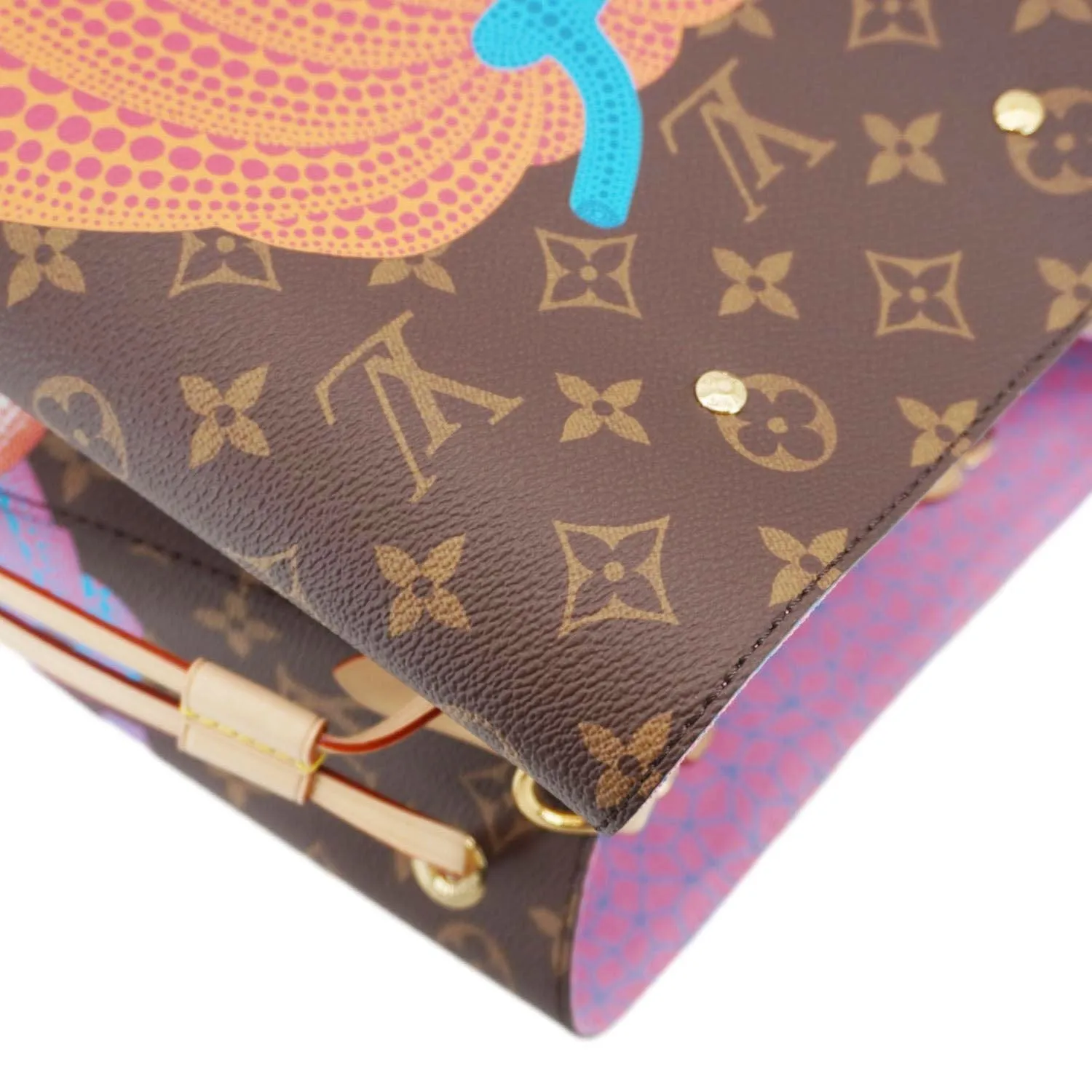 LOUIS VUITTON LV X YK Kusama Pumpkin Neonoe MM Monogram Canvas Crossbody Bag Brown