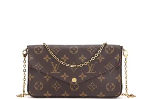 LOUIS VUITTON M61276 POCHETTE FELICIE CHAIN BAG (MI3250) MONOGRAM CANVAS GOLD HARDWARE, WITH CHAIN STRAP, INNER POUCH, INNER CARD POUCH, DUST COVER & BOX