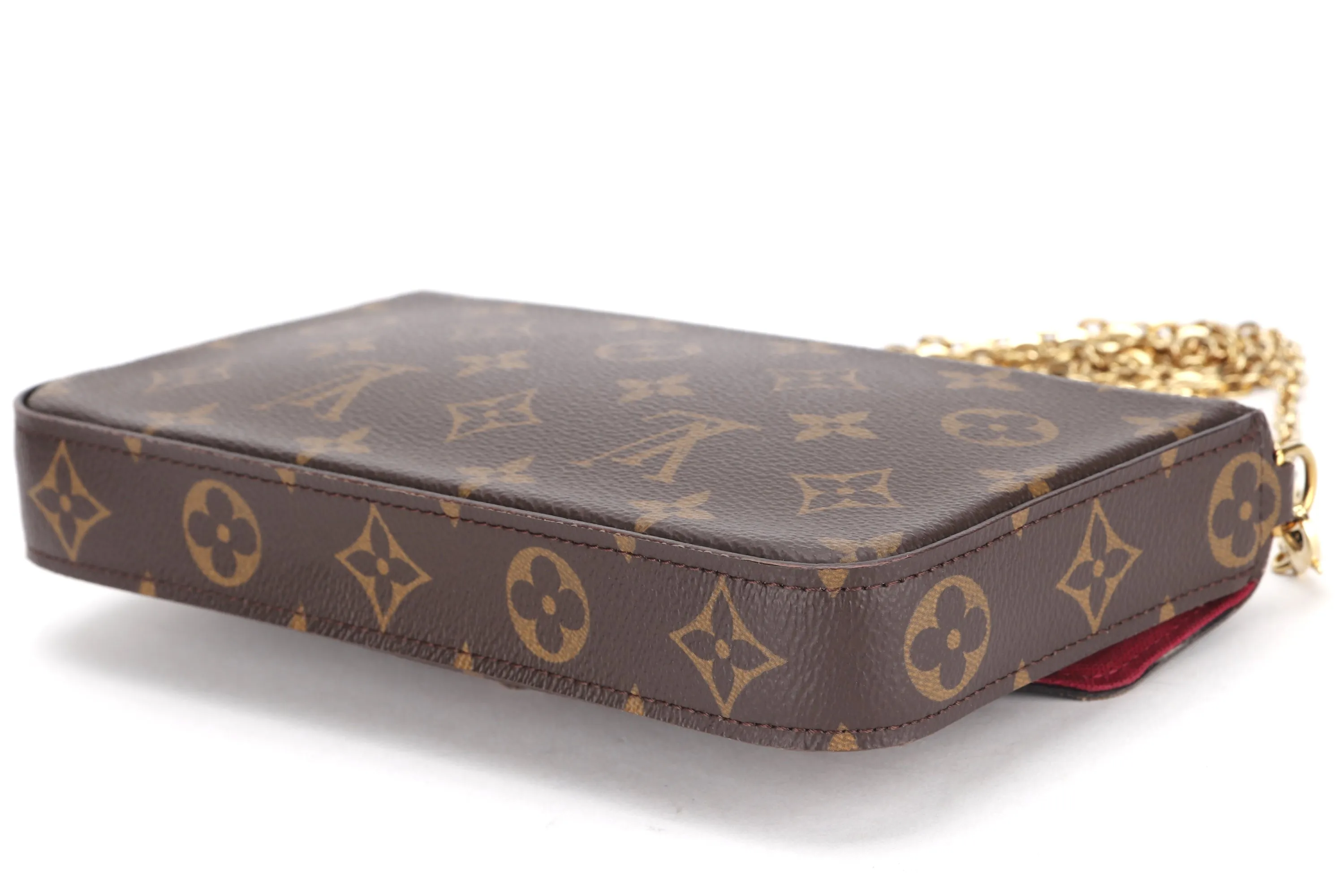 LOUIS VUITTON M61276 POCHETTE FELICIE CHAIN BAG (MI3250) MONOGRAM CANVAS GOLD HARDWARE, WITH CHAIN STRAP, INNER POUCH, INNER CARD POUCH, DUST COVER & BOX