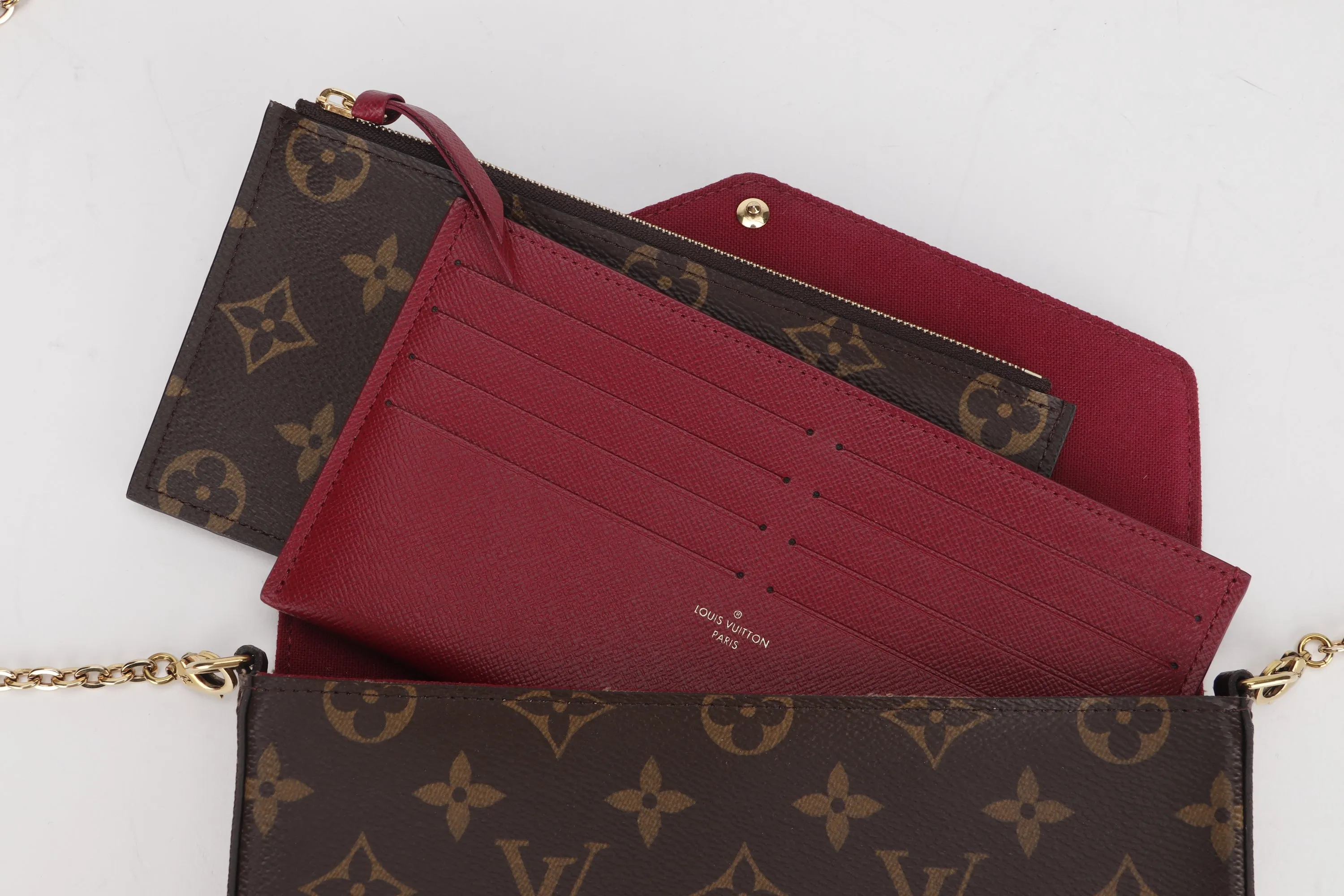 LOUIS VUITTON M61276 POCHETTE FELICIE CHAIN BAG (MI3250) MONOGRAM CANVAS GOLD HARDWARE, WITH CHAIN STRAP, INNER POUCH, INNER CARD POUCH, DUST COVER & BOX