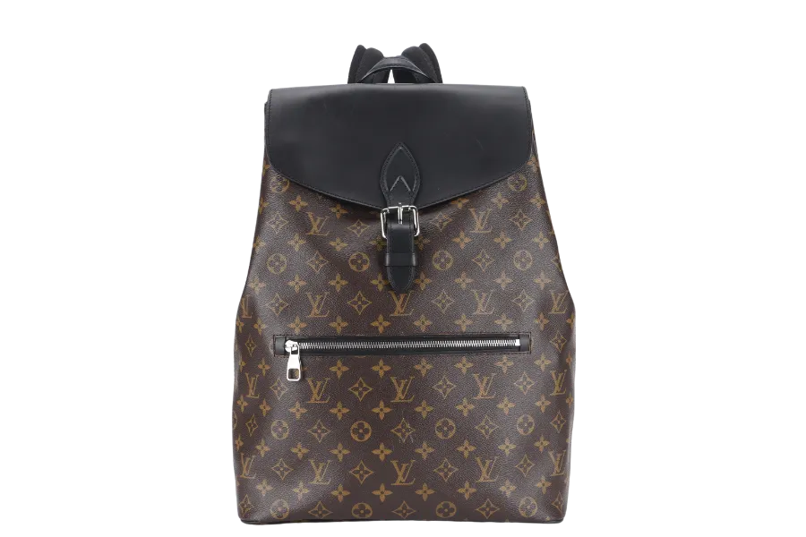 LOUIS VUITTON MACASSAR PARC (M40637) MONOGRAM CANVAS BACKPACK SILVER HARDWARE WITH DUST COVER