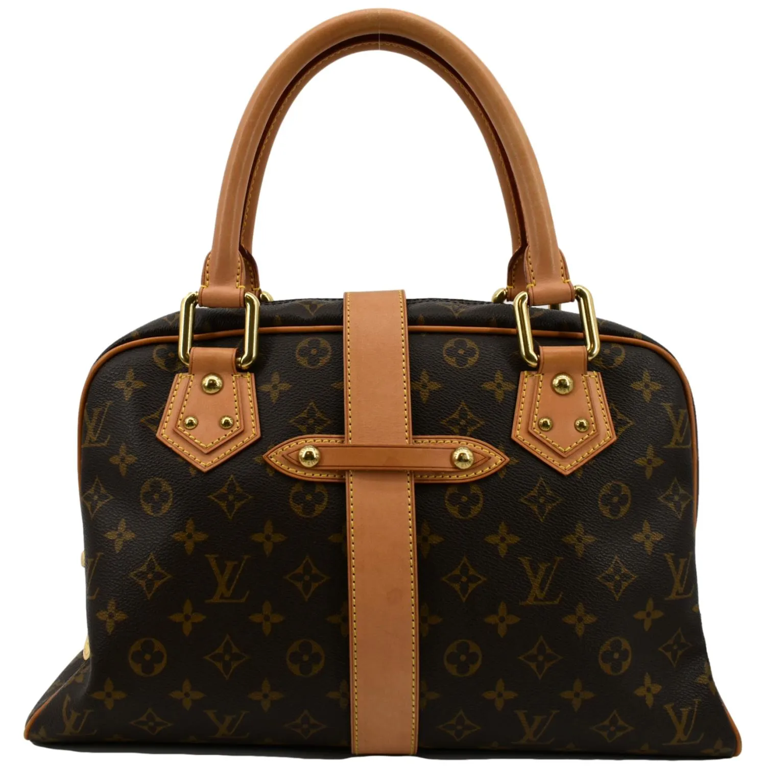 LOUIS VUITTON Manhattan GM Monogram Canvas Satchel Bag Brown
