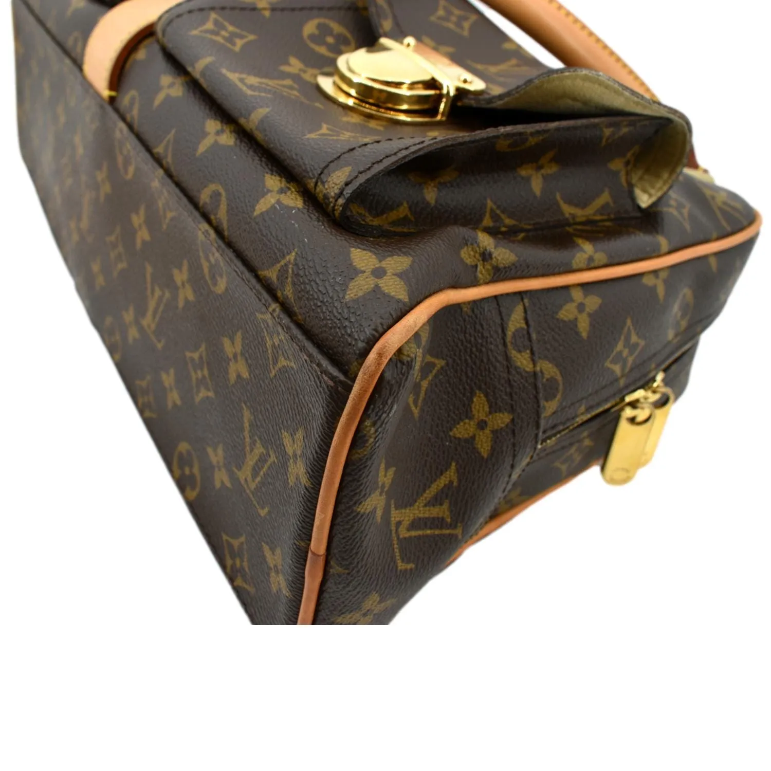 LOUIS VUITTON Manhattan GM Monogram Canvas Satchel Bag Brown