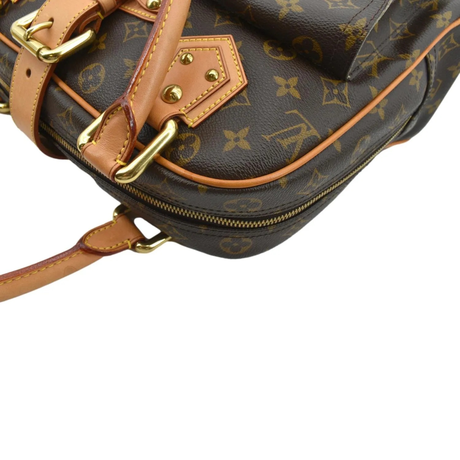 LOUIS VUITTON Manhattan GM Monogram Canvas Satchel Bag Brown