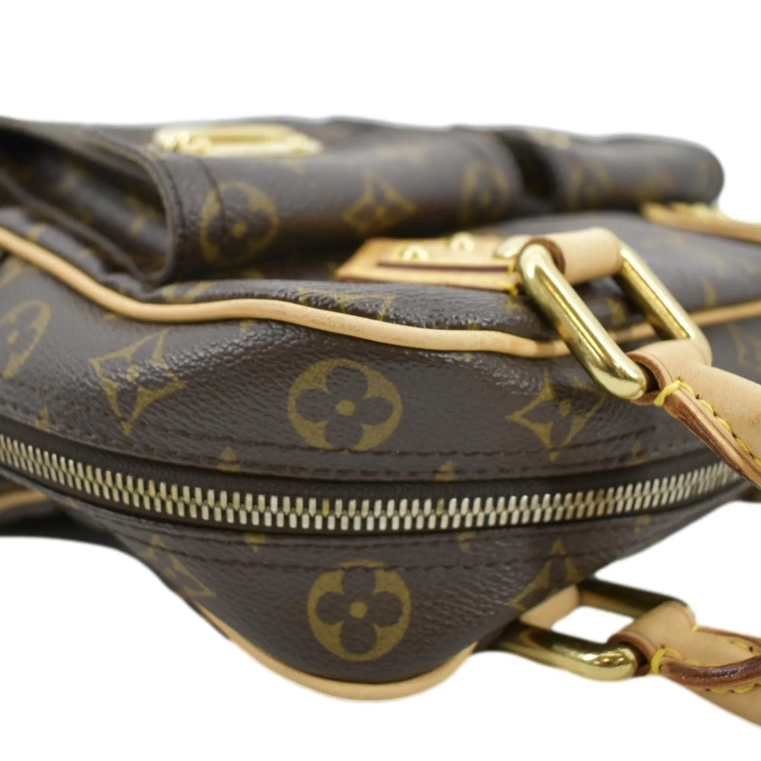 LOUIS VUITTON Manhattan PM Monogram Canvas Satchel Bag Brown