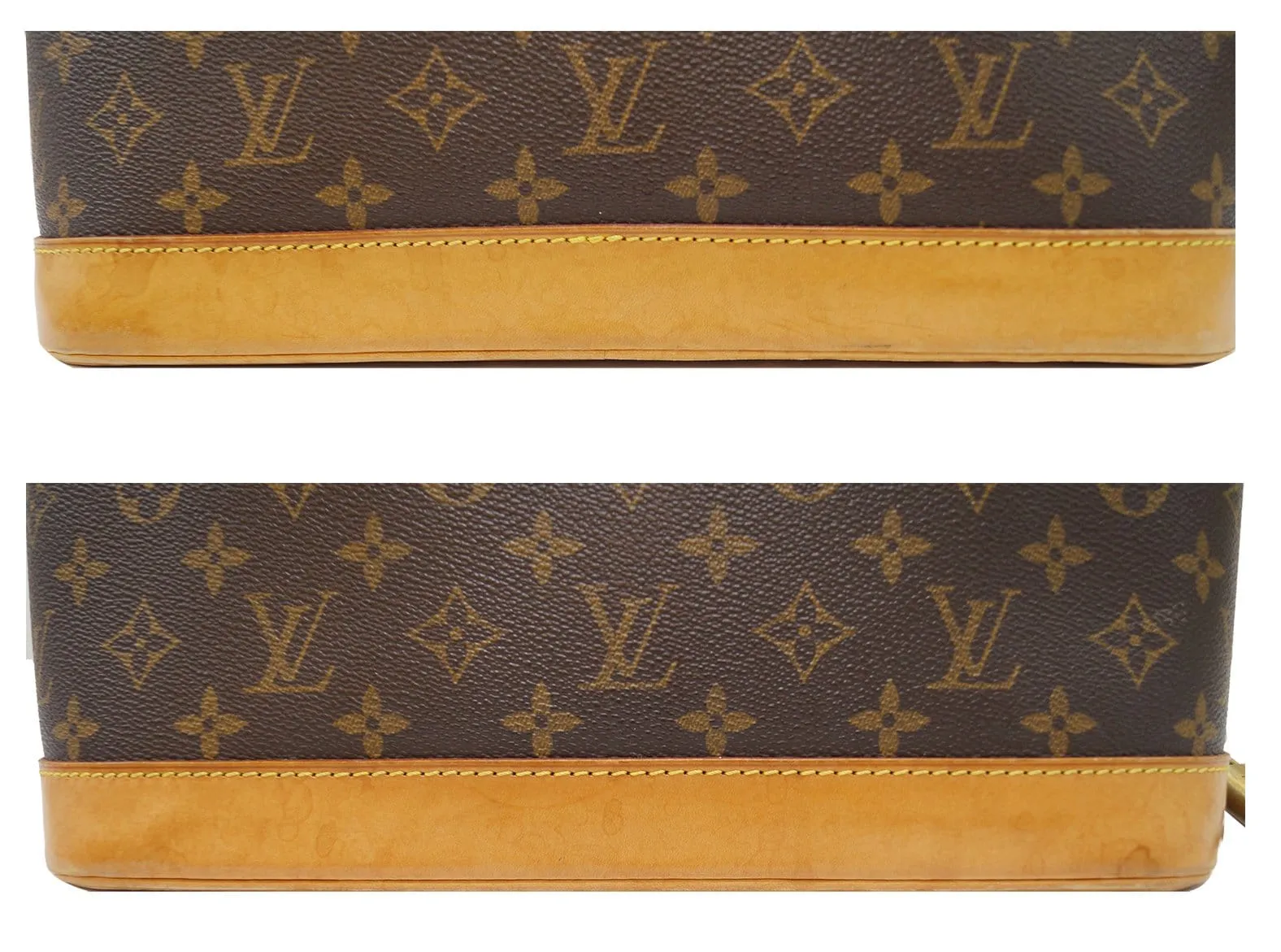 LOUIS VUITTON Monogram Canvas Alma Satchel Bag Brown