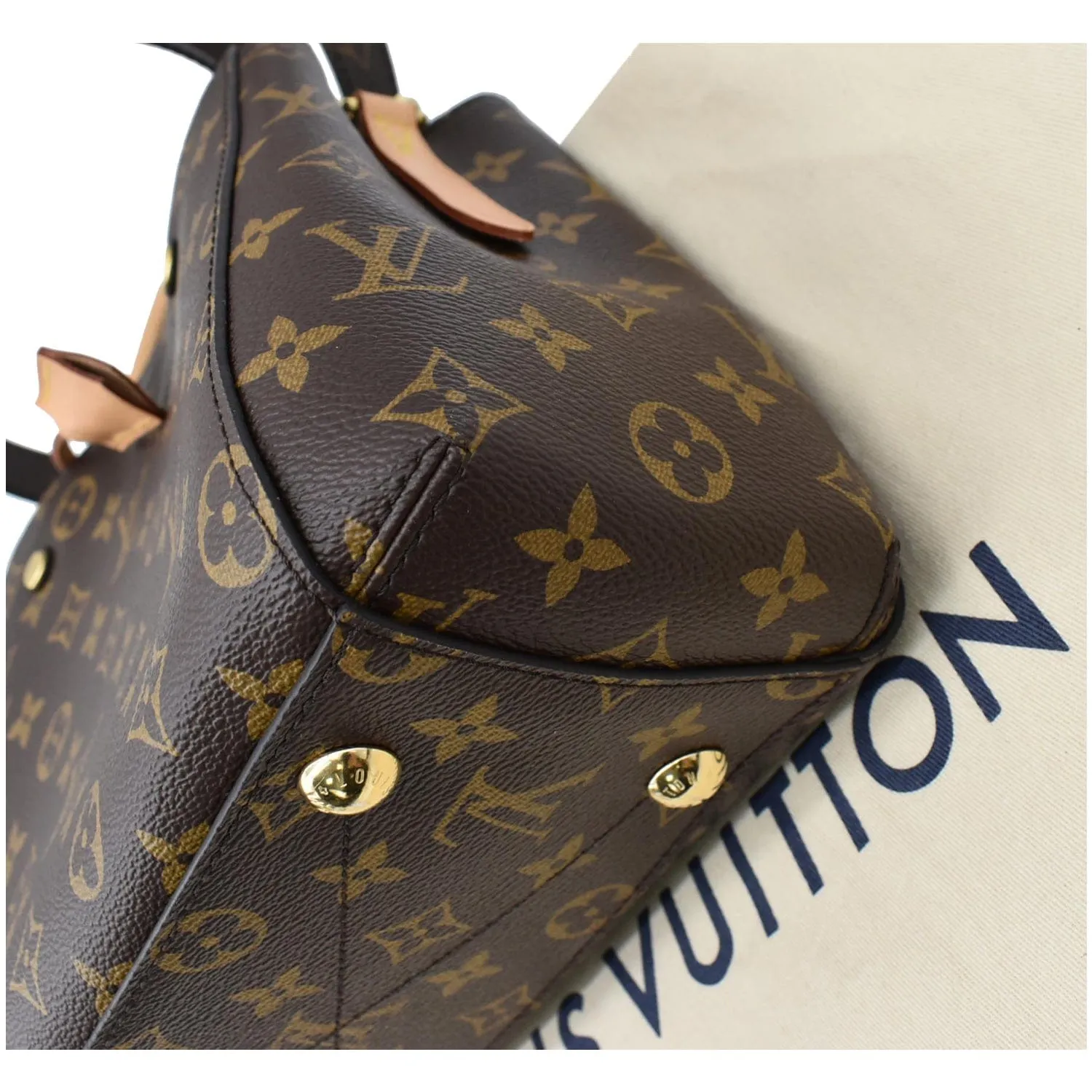 LOUIS VUITTON Montaigne BB Monogram Canvas Satchel Bag Brown