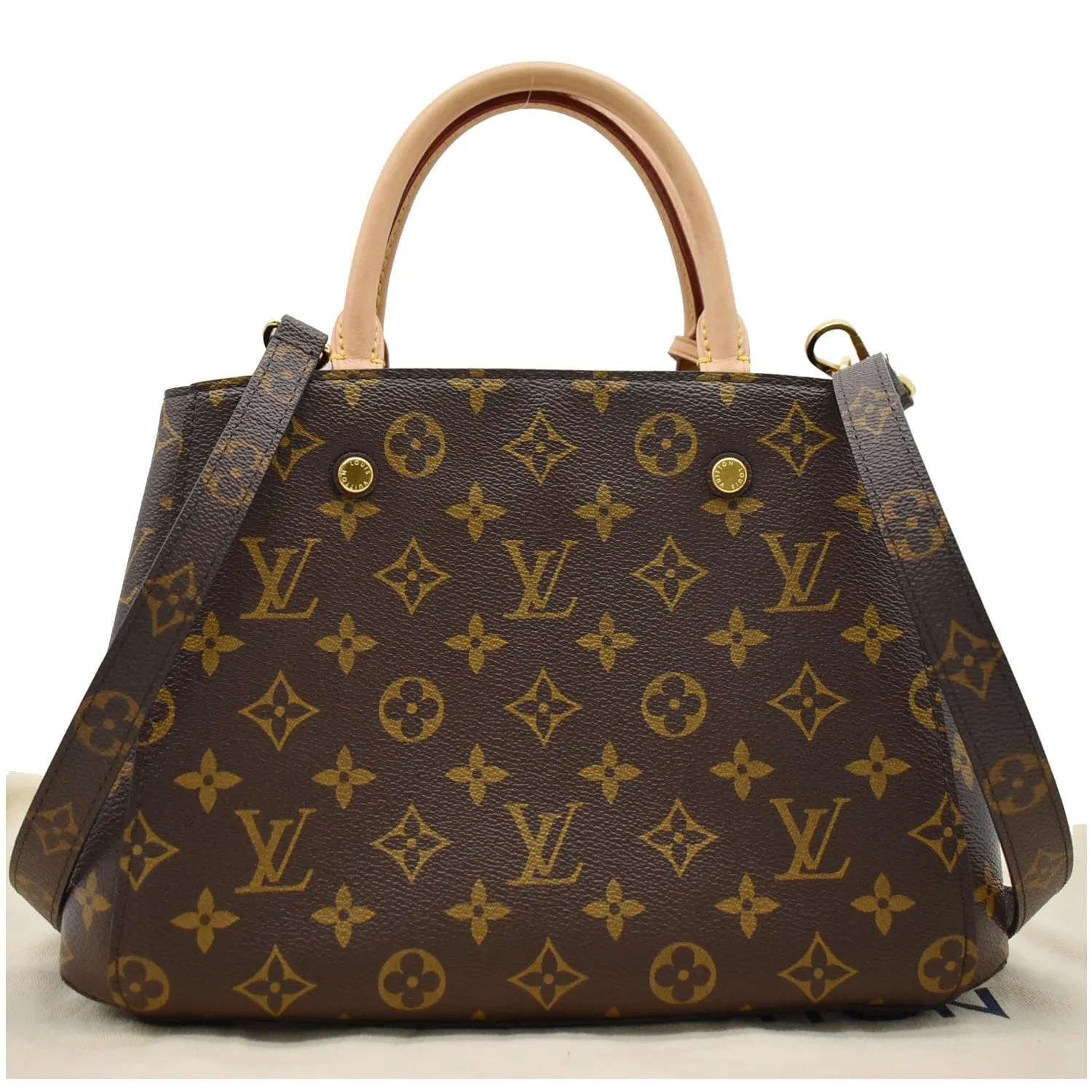 LOUIS VUITTON Montaigne BB Monogram Canvas Satchel Bag Brown