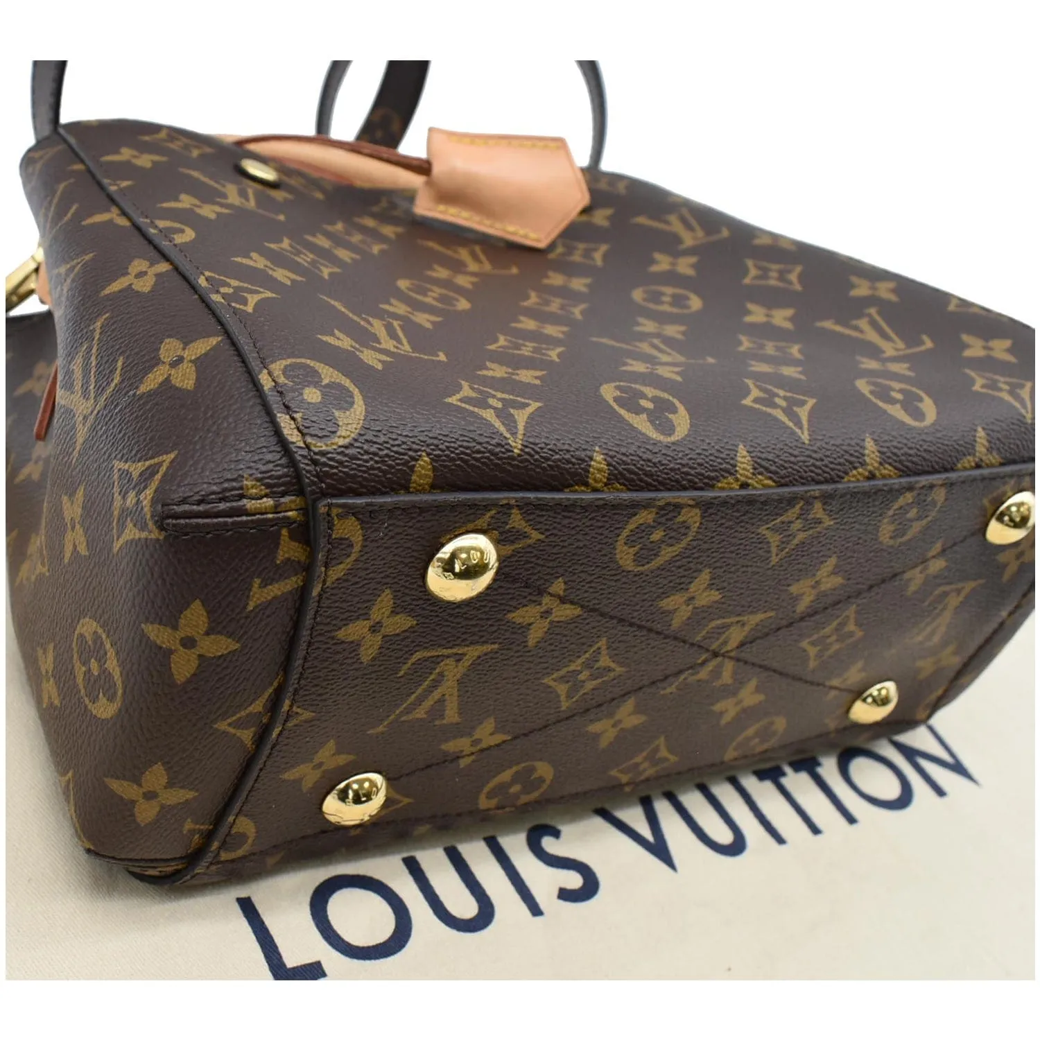LOUIS VUITTON Montaigne BB Monogram Canvas Satchel Bag Brown