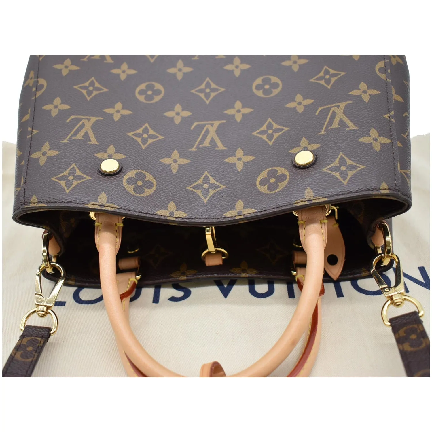 LOUIS VUITTON Montaigne BB Monogram Canvas Satchel Bag Brown