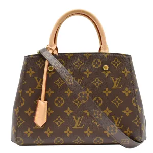 LOUIS VUITTON Montaigne BB Monogram Canvas Satchel Bag Brown