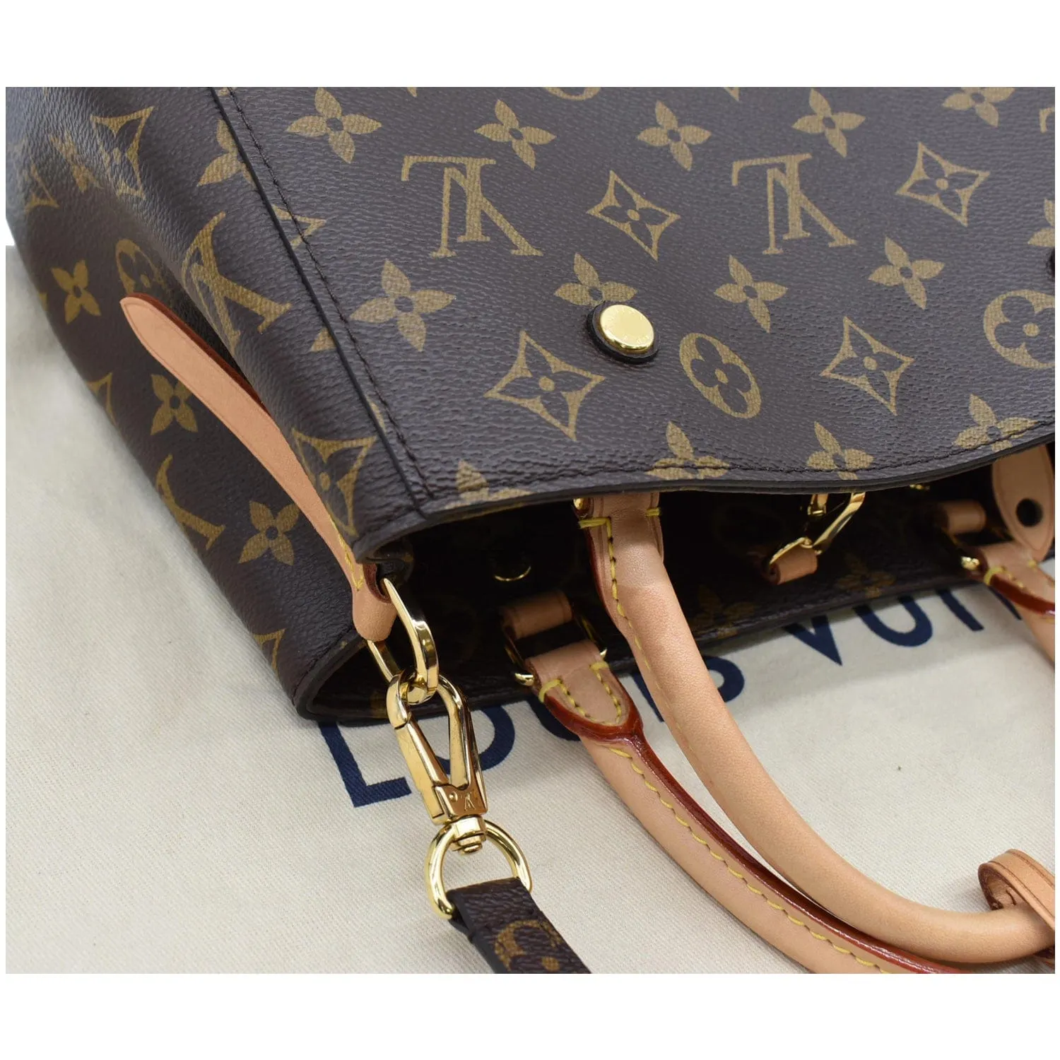 LOUIS VUITTON Montaigne BB Monogram Canvas Satchel Bag Brown