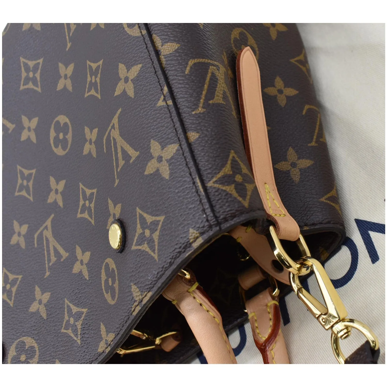 LOUIS VUITTON Montaigne BB Monogram Canvas Satchel Bag Brown