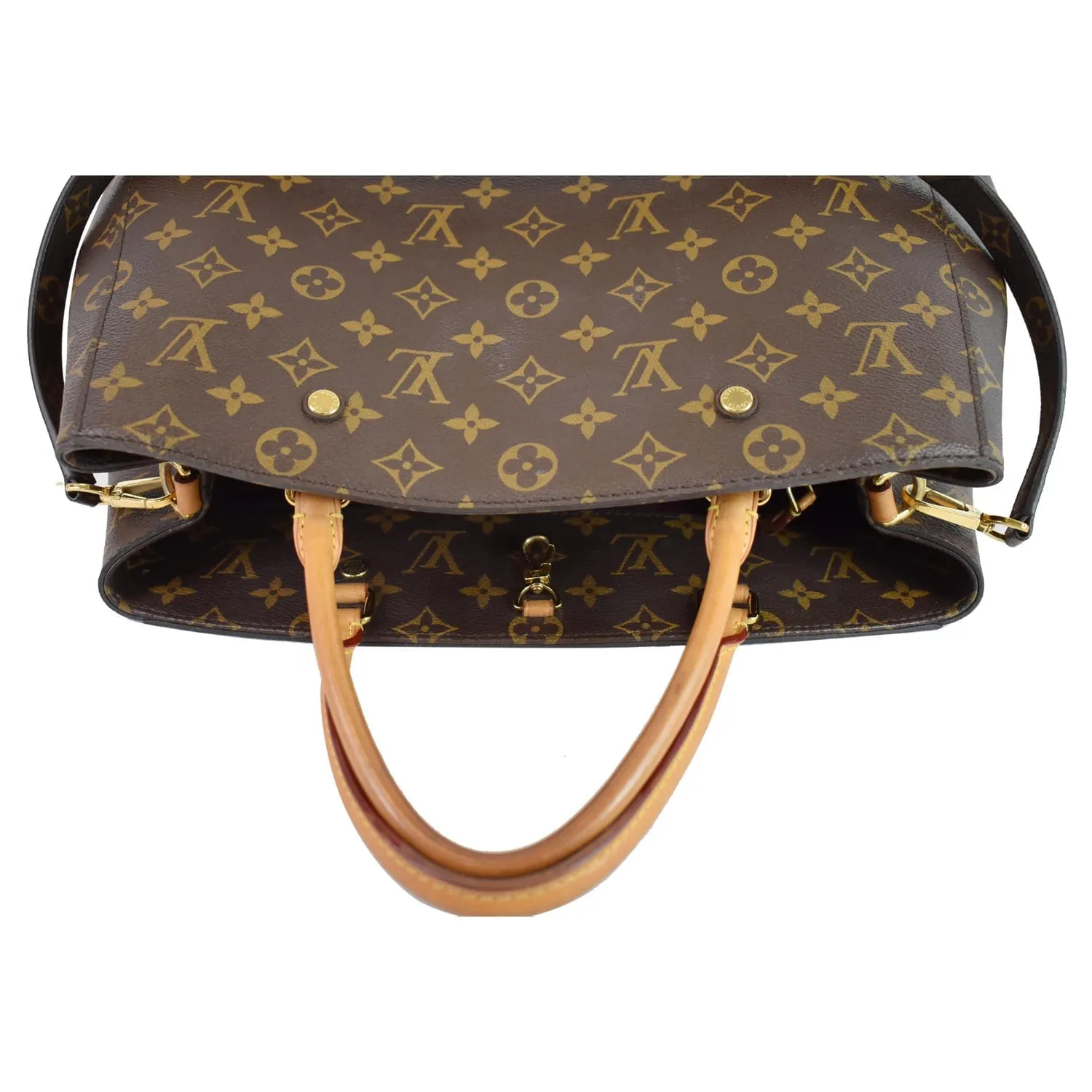 LOUIS VUITTON Montaigne GM Monogram Canvas Shoulder Bag Brown