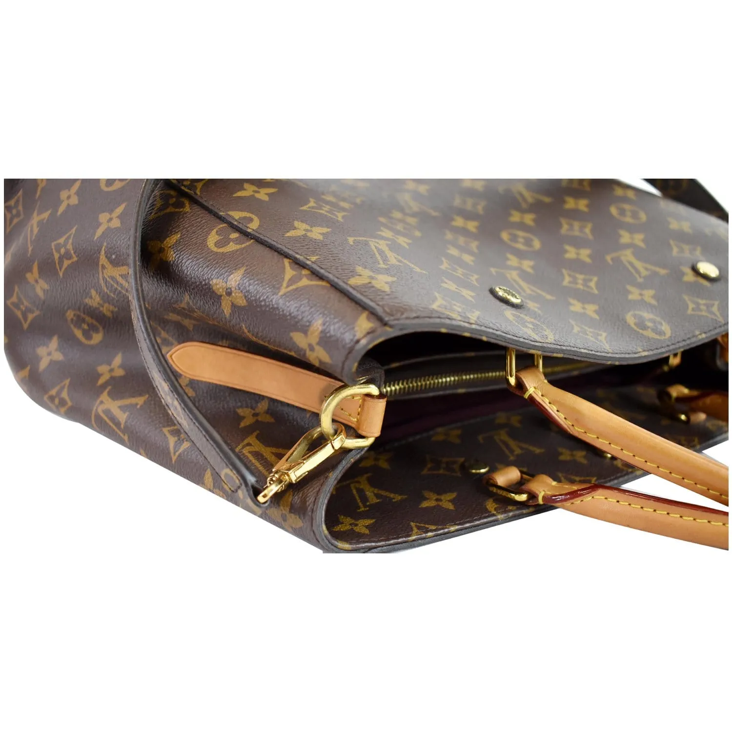 LOUIS VUITTON Montaigne GM Monogram Canvas Shoulder Bag Brown
