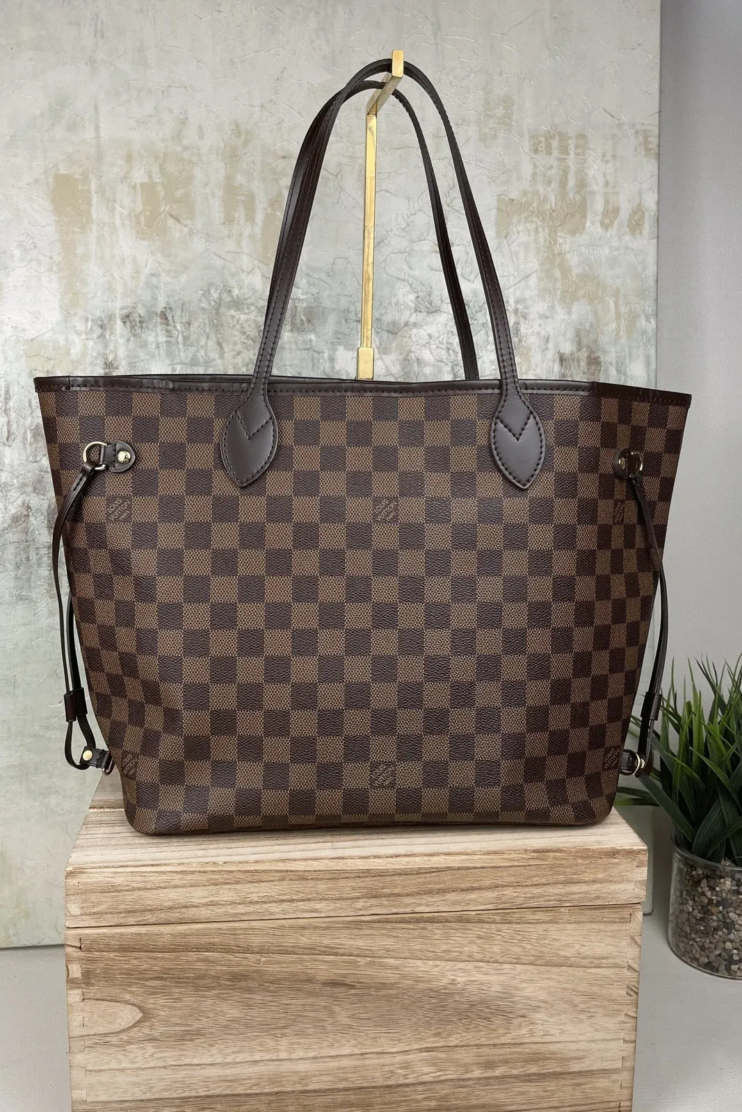 Louis Vuitton Neverfull MM Damier Ebene Tote Bag