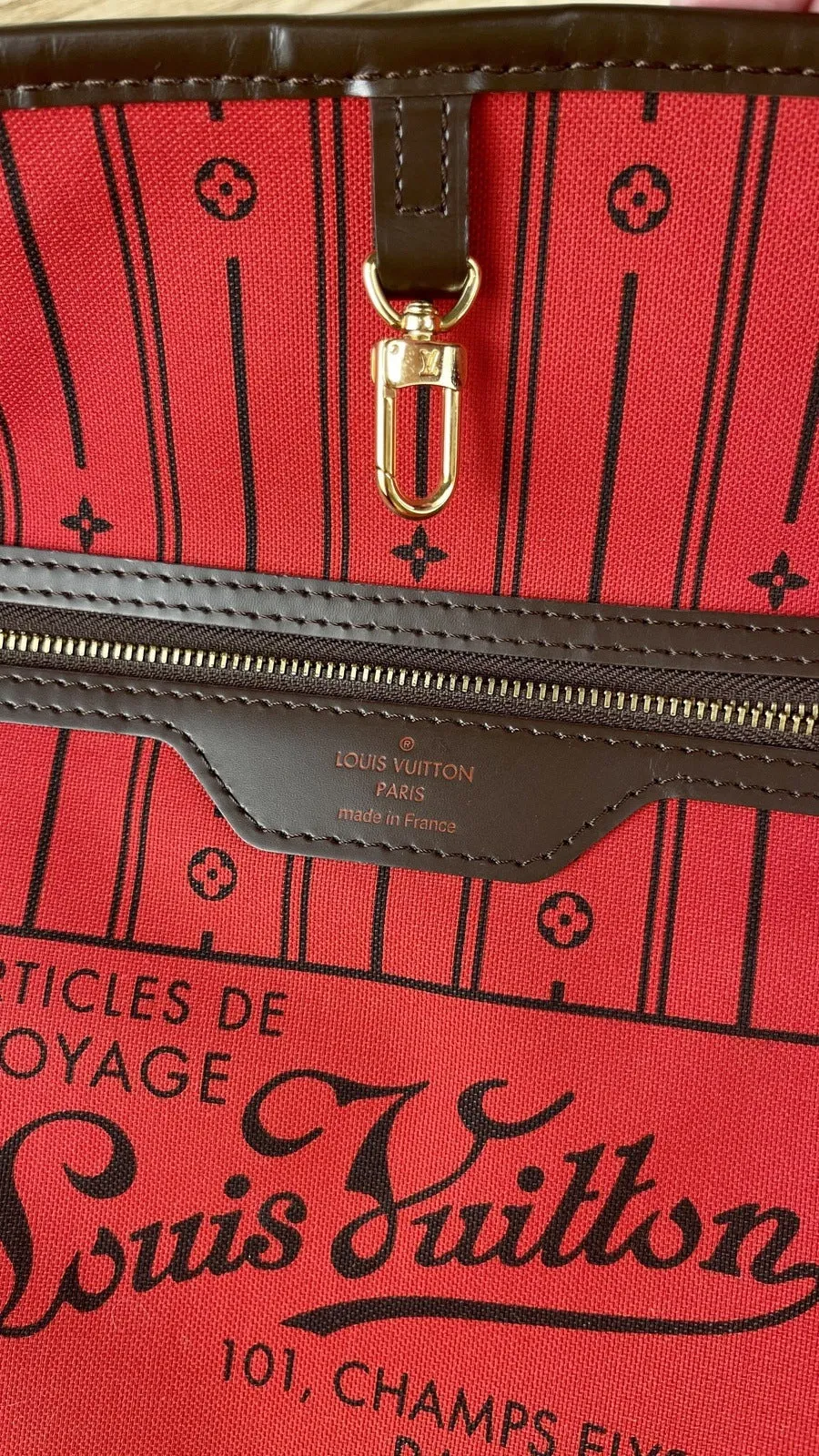 Louis Vuitton Neverfull MM Damier Ebene Tote Bag